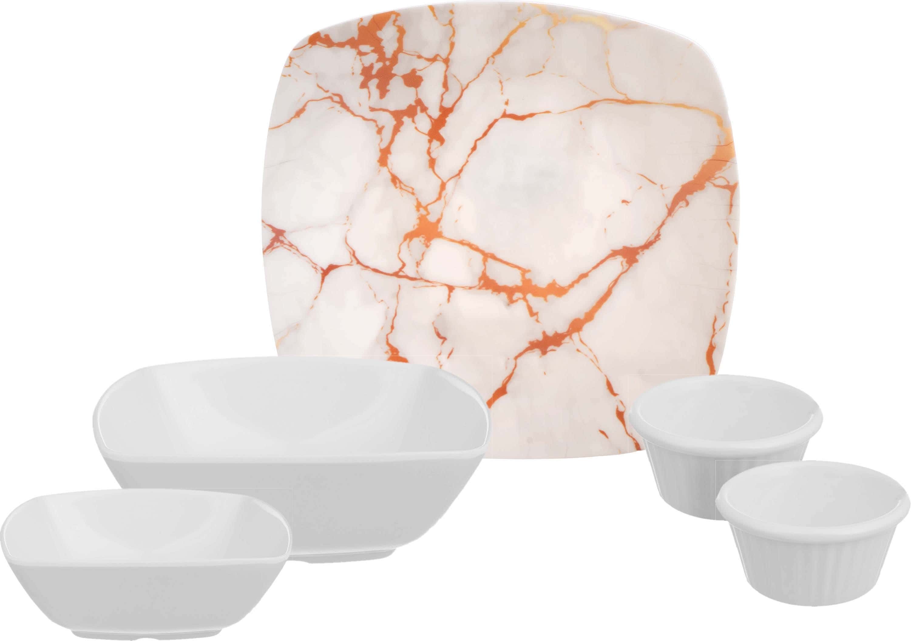 Al Sherif Melamine Dinner Set, 20 Pieces - Brown Beige