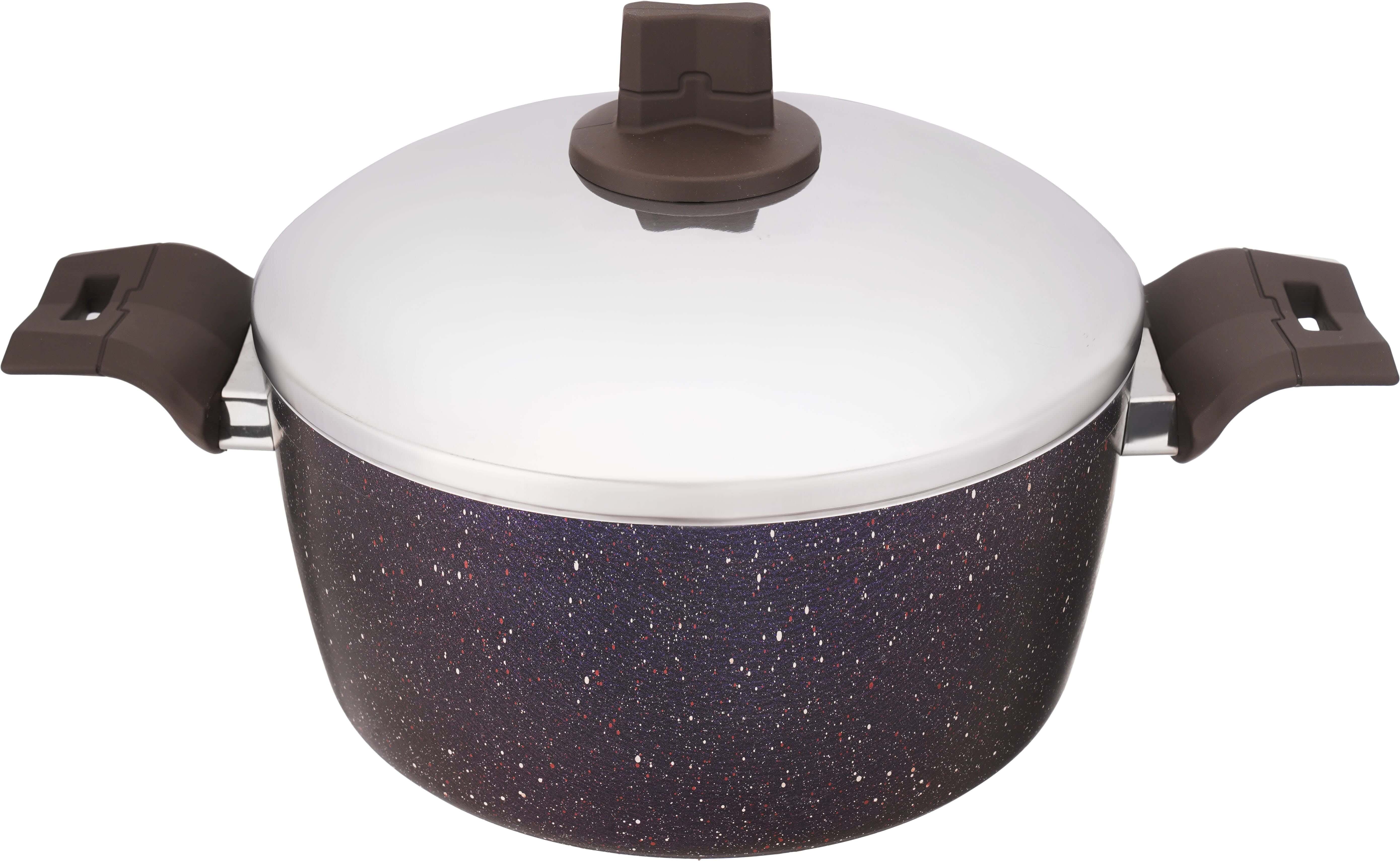 Trueval Premium Granite Pot, with Stainless Steel Lid, 22 cm - Blue Silver