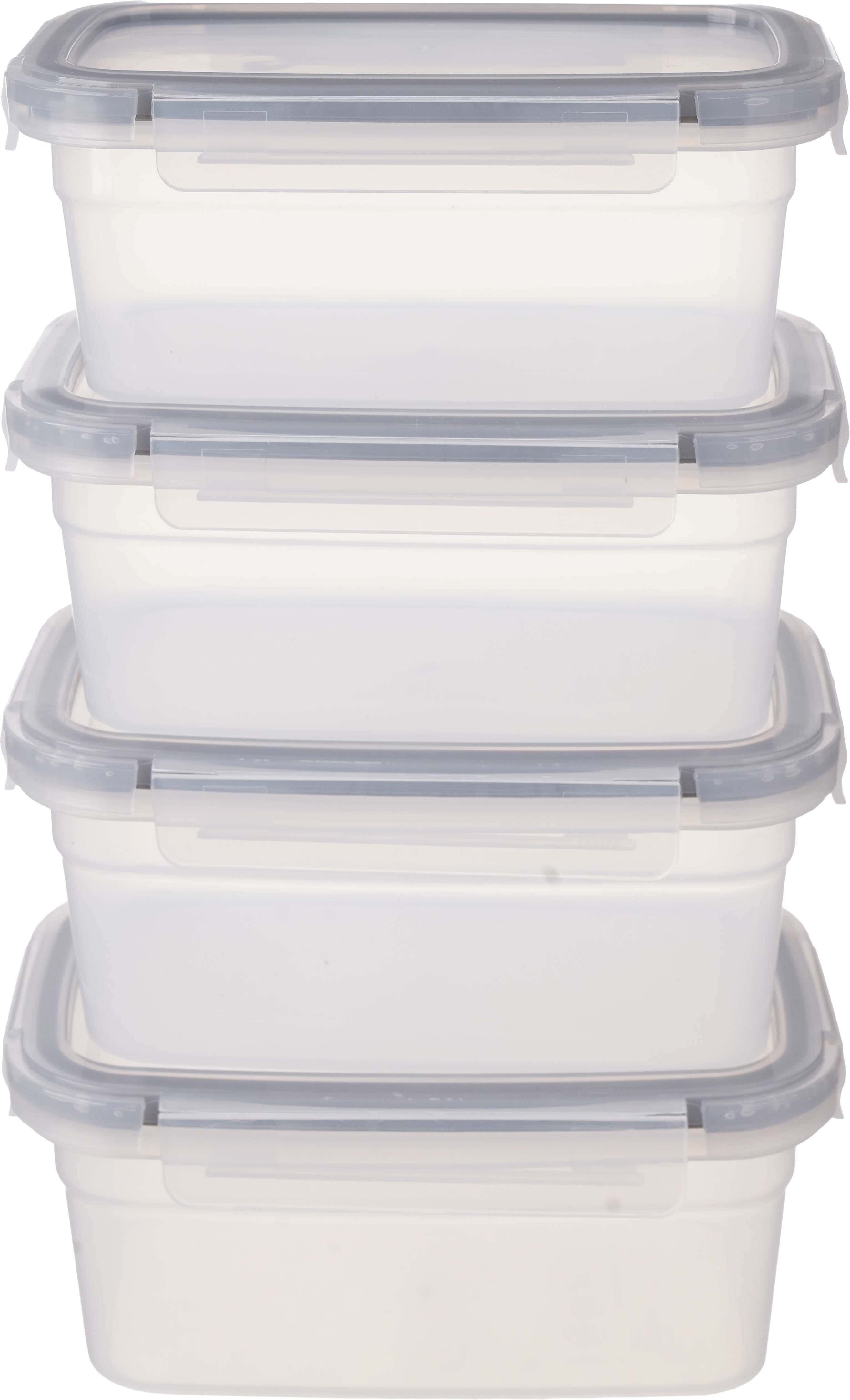 Livarno Plastic Refrigerator Box Set with Clip Lid, 4 Pieces, 7.5×13.5 cm - Clear Grey