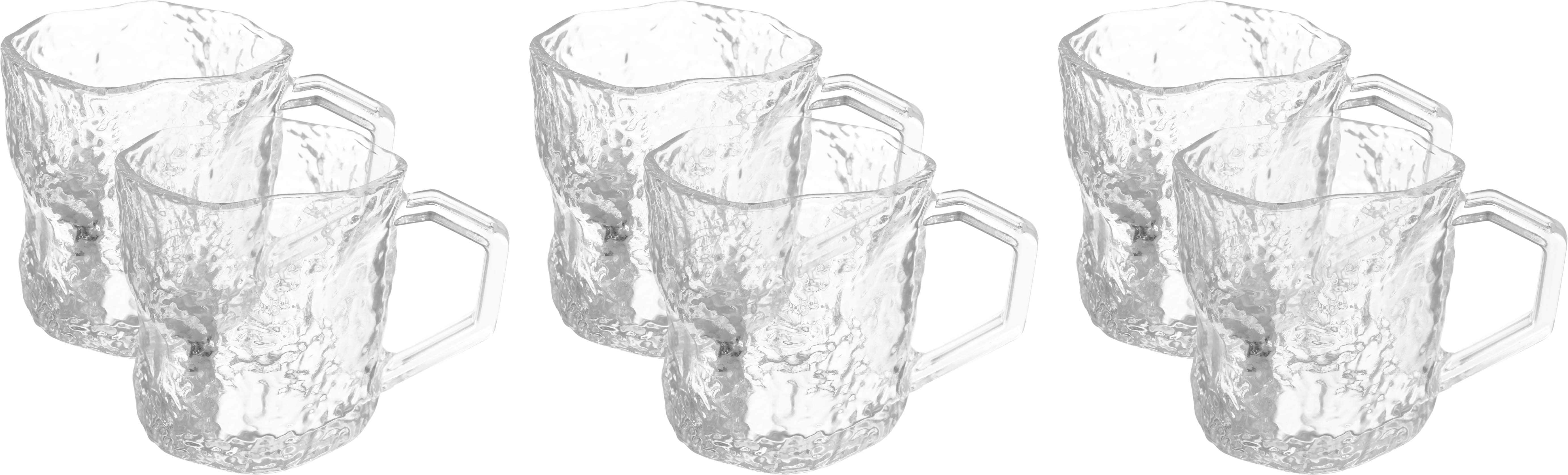 Glass mug set, 6 pieces, 200 ml - Clear