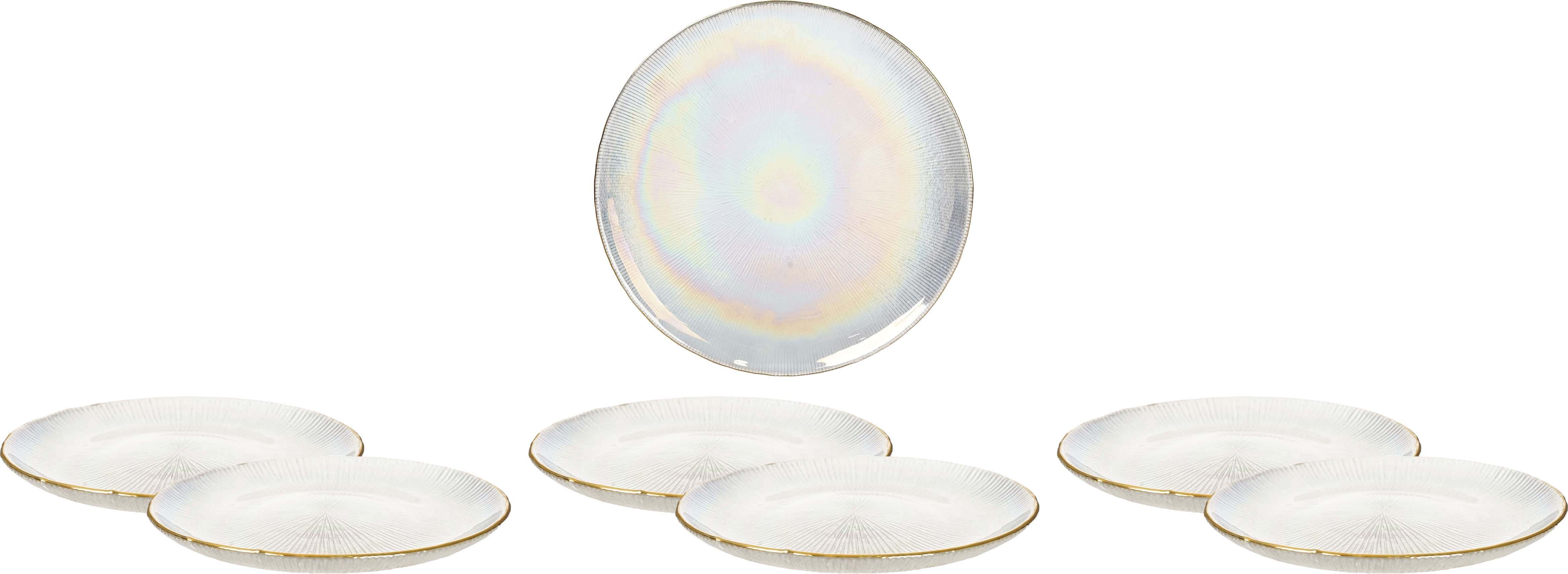 Hegazy Glass Plate Set, 7 Pieces - Clear Gold