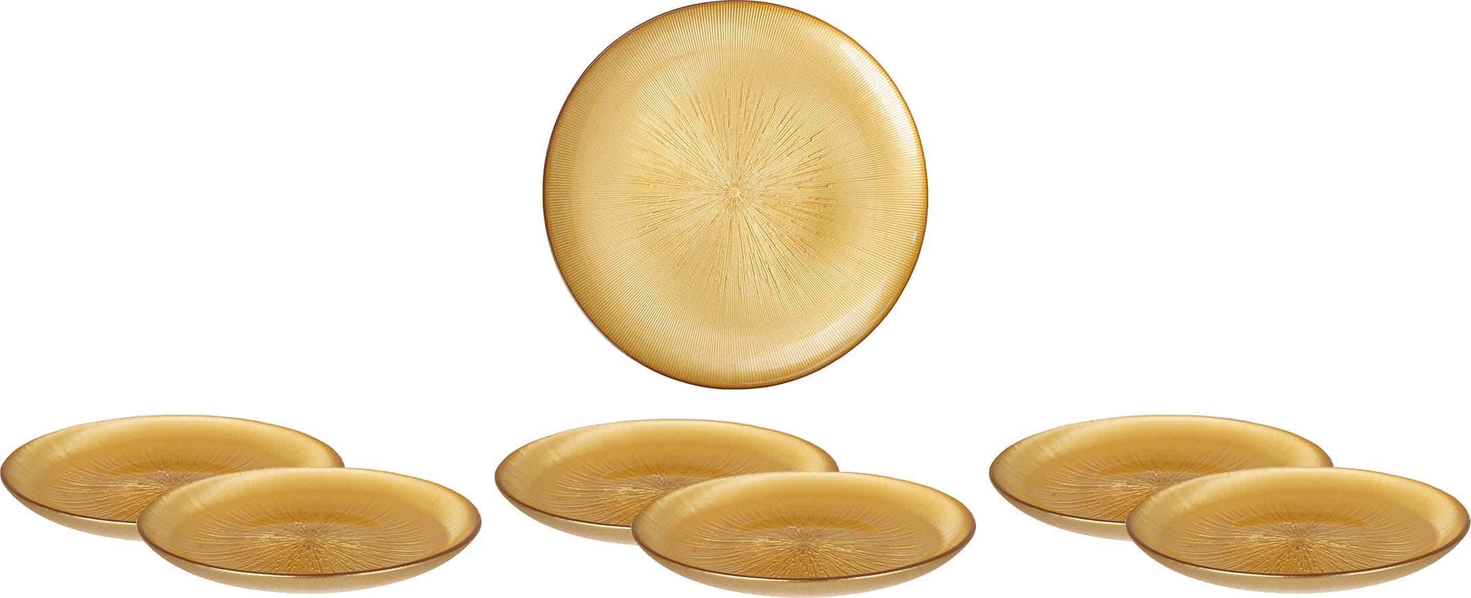 Hegazy Glass Plate Set, 7 Pieces - Gold