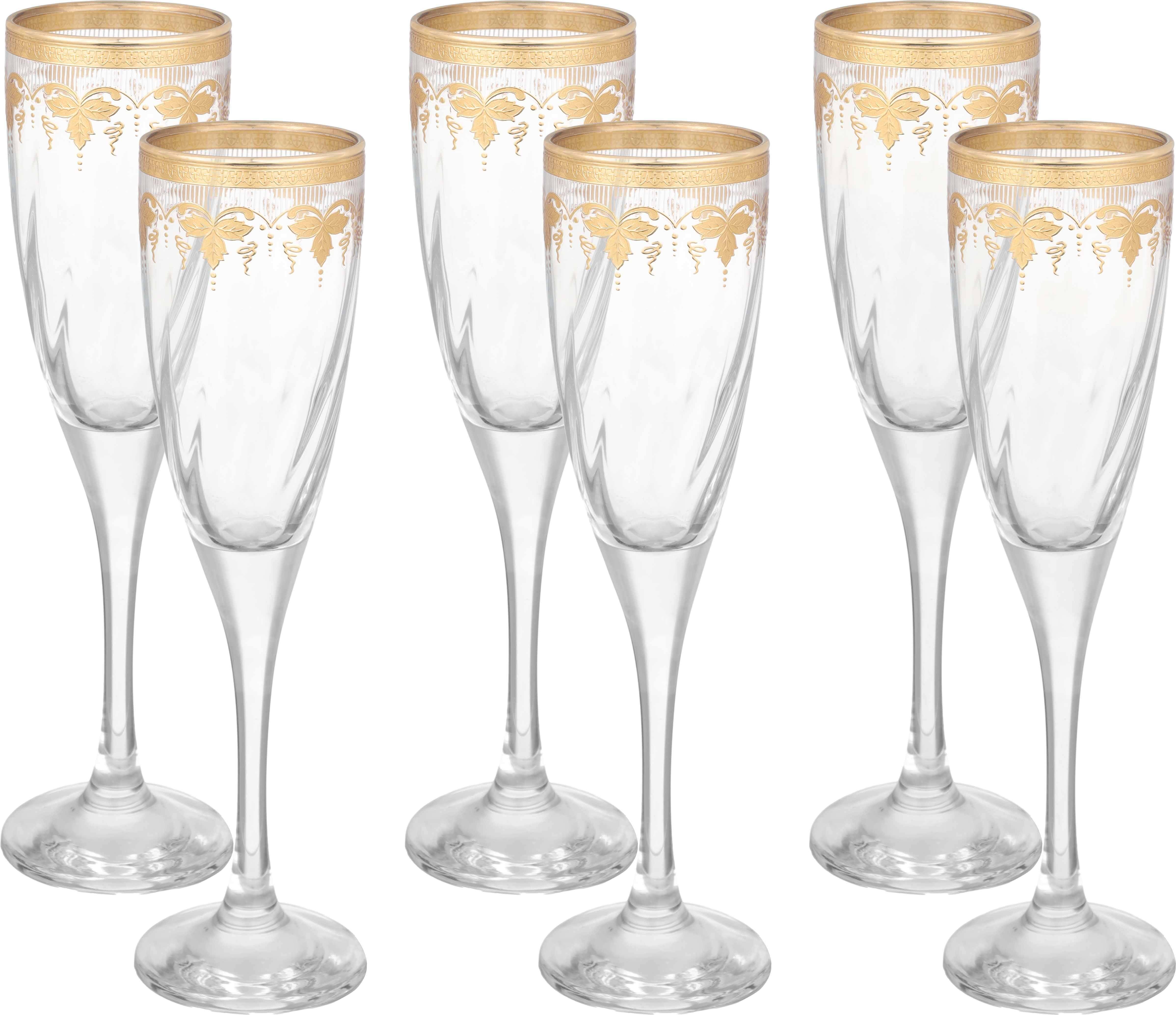 Snabel Glass Set, 6 Pieces, 220 ml - Clear Gold