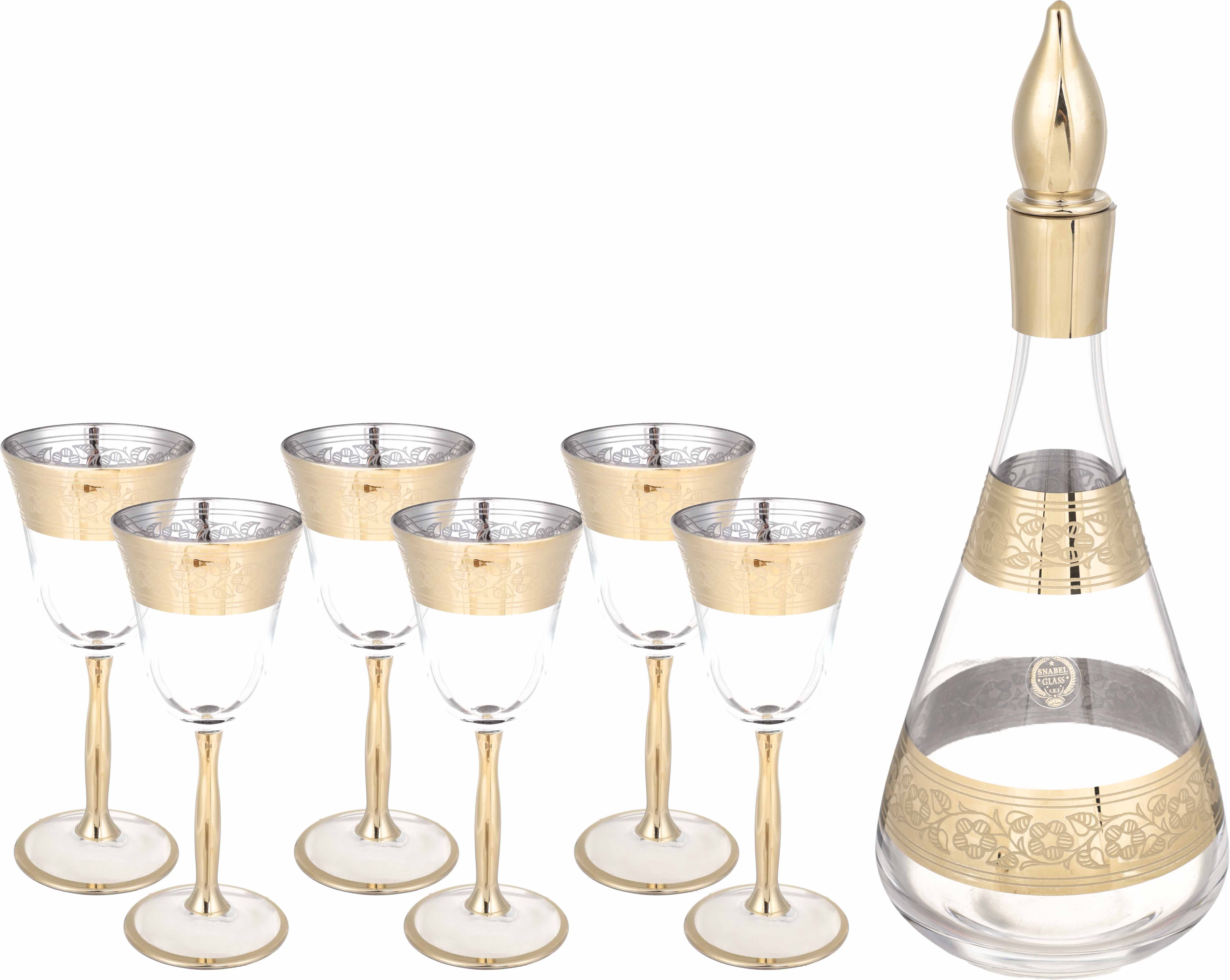 Snabel Glass Juice Glass Set, 7 Pieces - Clear Gold