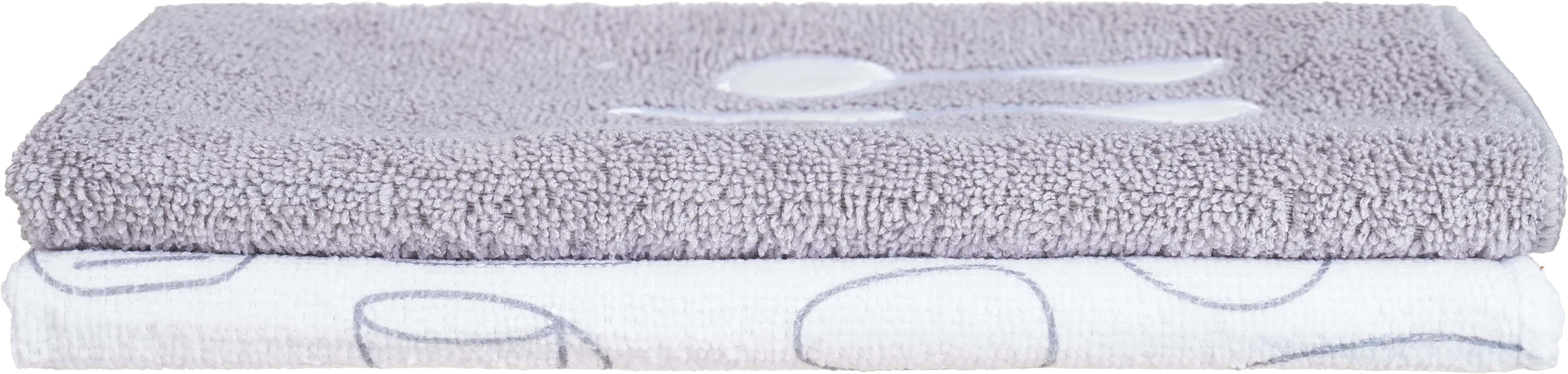 Kleaner Microfiber Cleaning Towels Set, 2 Pieces, 40×48 cm - Grey White