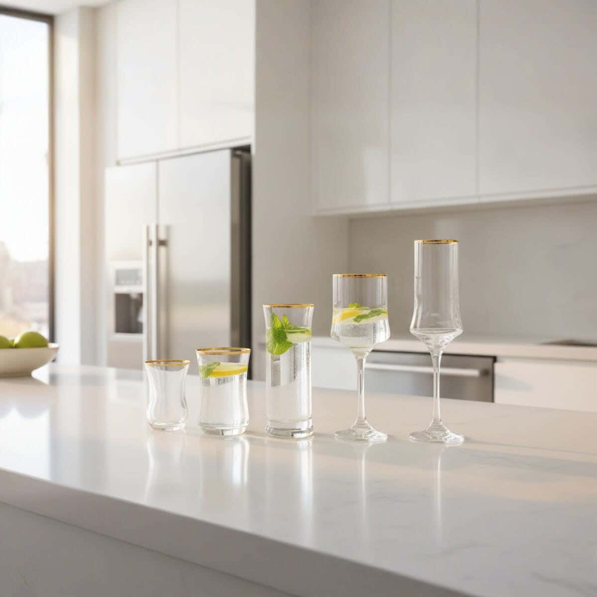 Segaey Glass Set, 30 Pieces - Clear Gold