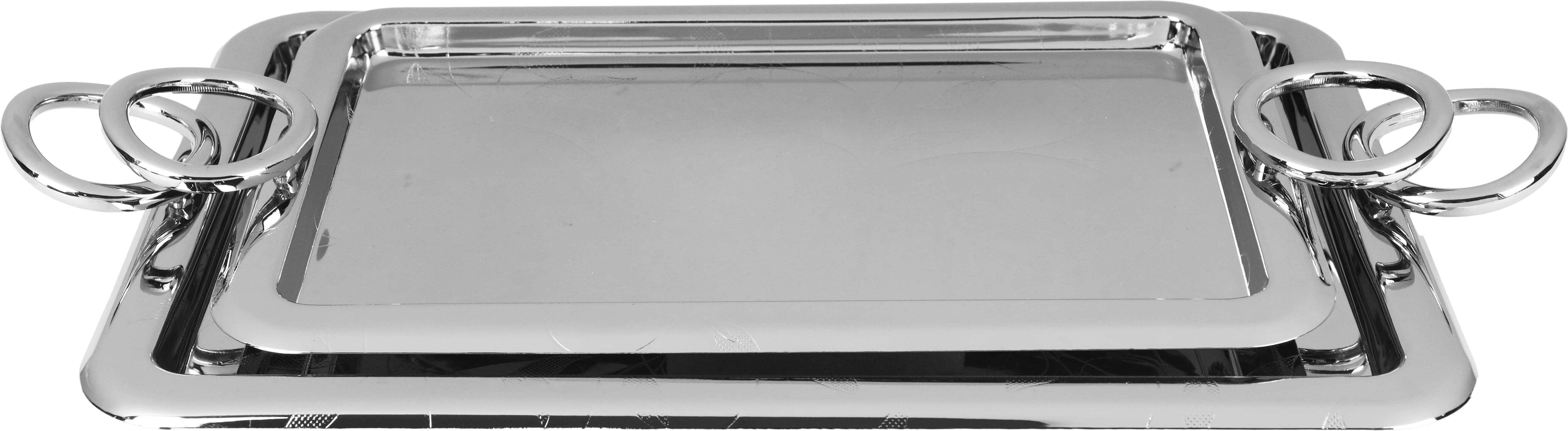 Danata Stainless Steel Serving Tray Set, 2 Pieces - Silver