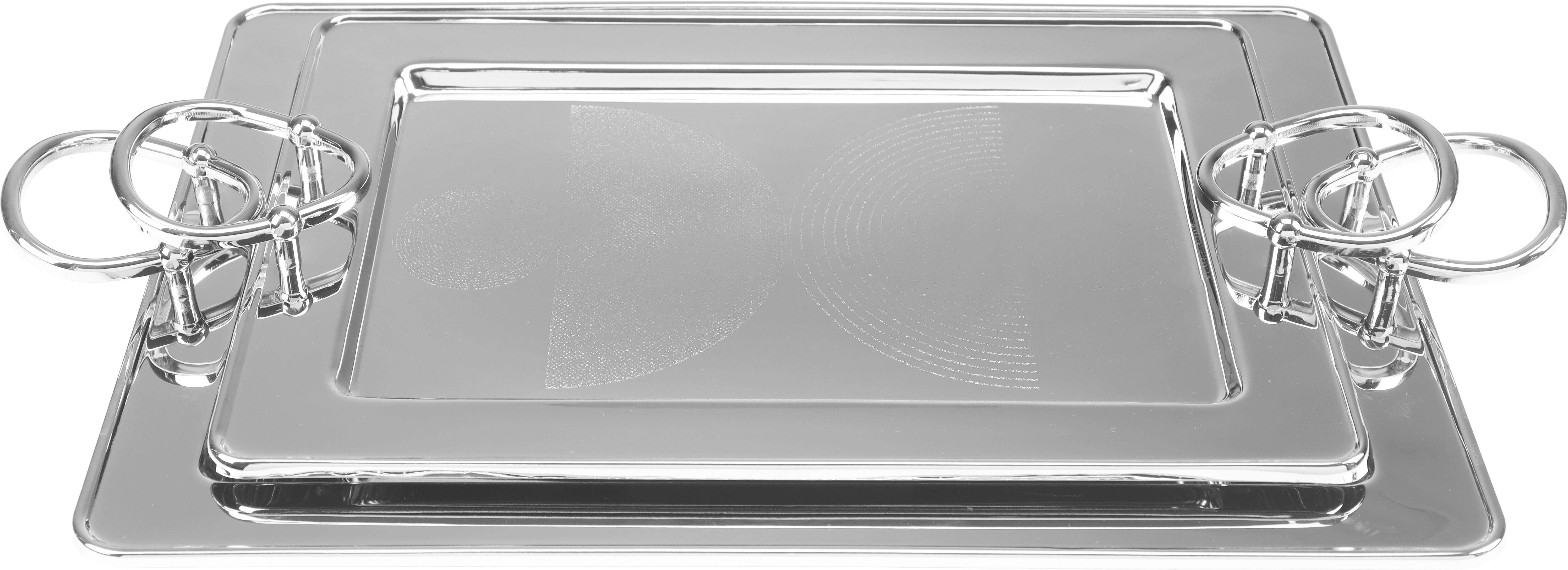 Danata Stainless Steel Serving Tray Set, 2 Pieces - Silver