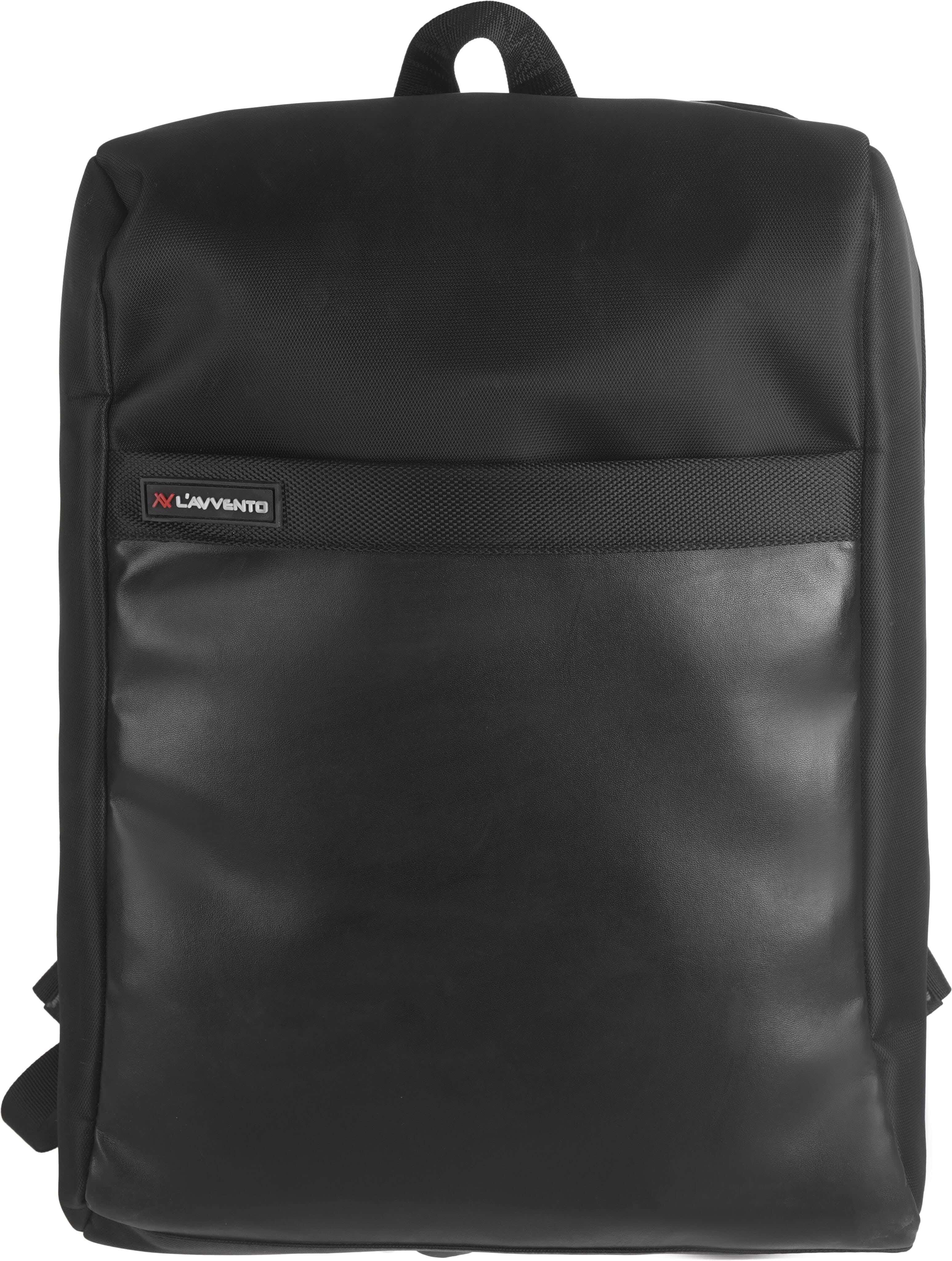 lavvento Leather Laptop Bag, 15.6 inch, 3 Zippers - Black