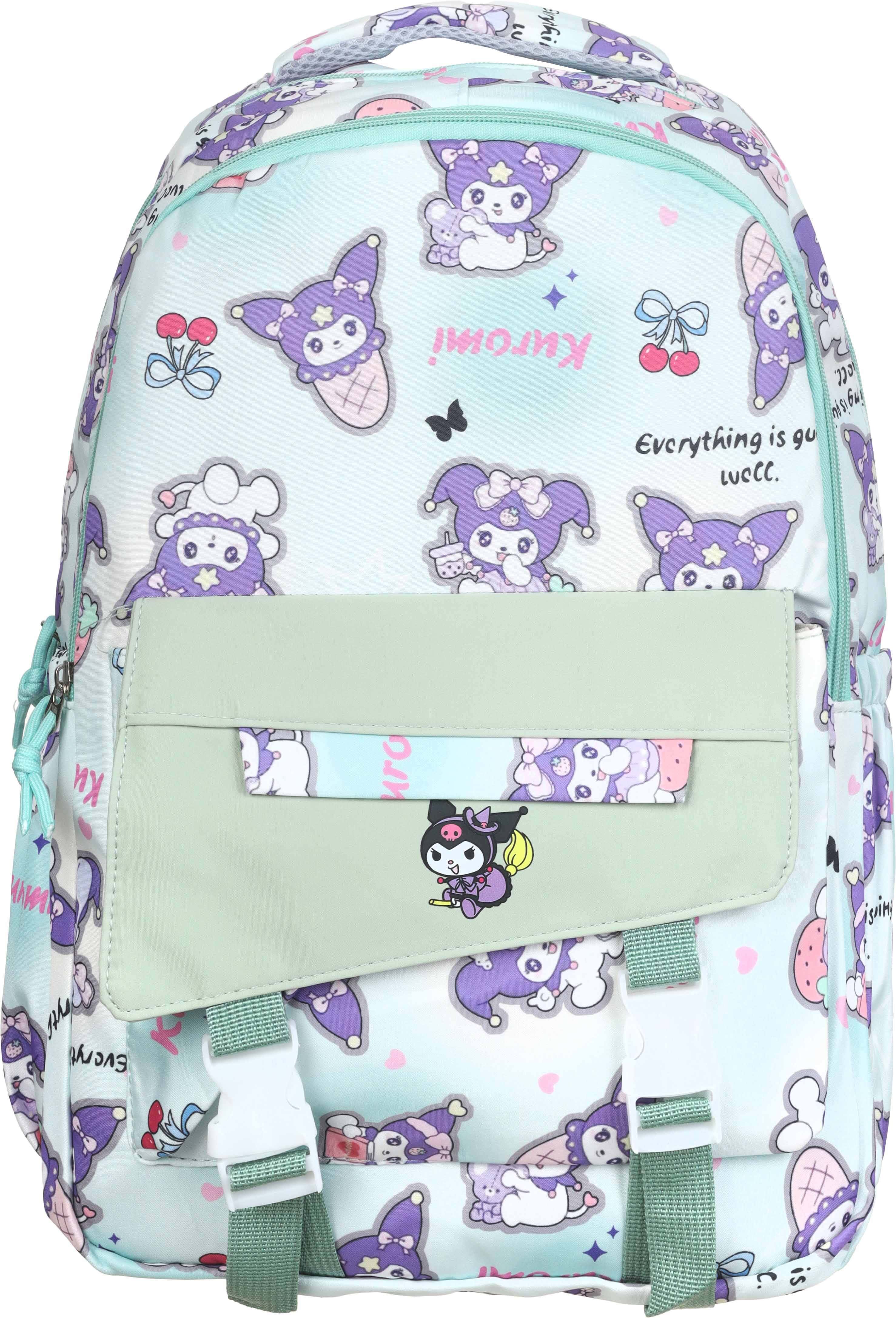 Waterproof school backpack for girls, 17 inches, 2 zippers - Light Turquoise