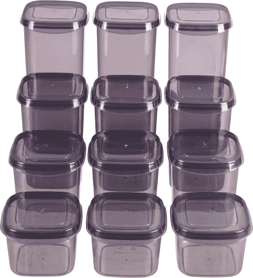 Hegazy Plastic Legumes Storage Box Set, 12 Pieces - Dark Grey