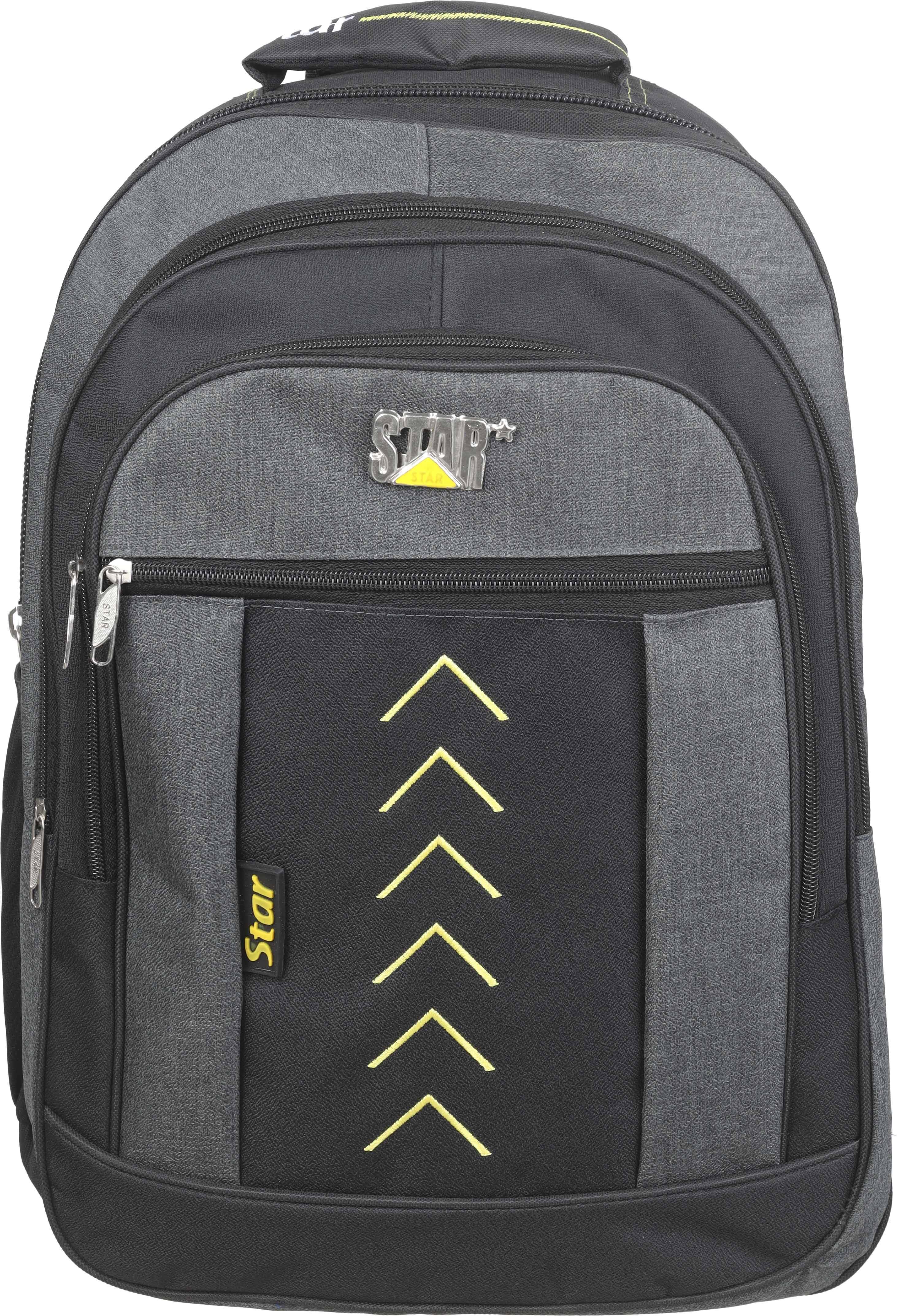 Star Fabric Laptop Bag, 4 Zippers, 18 Inch - Black Grey