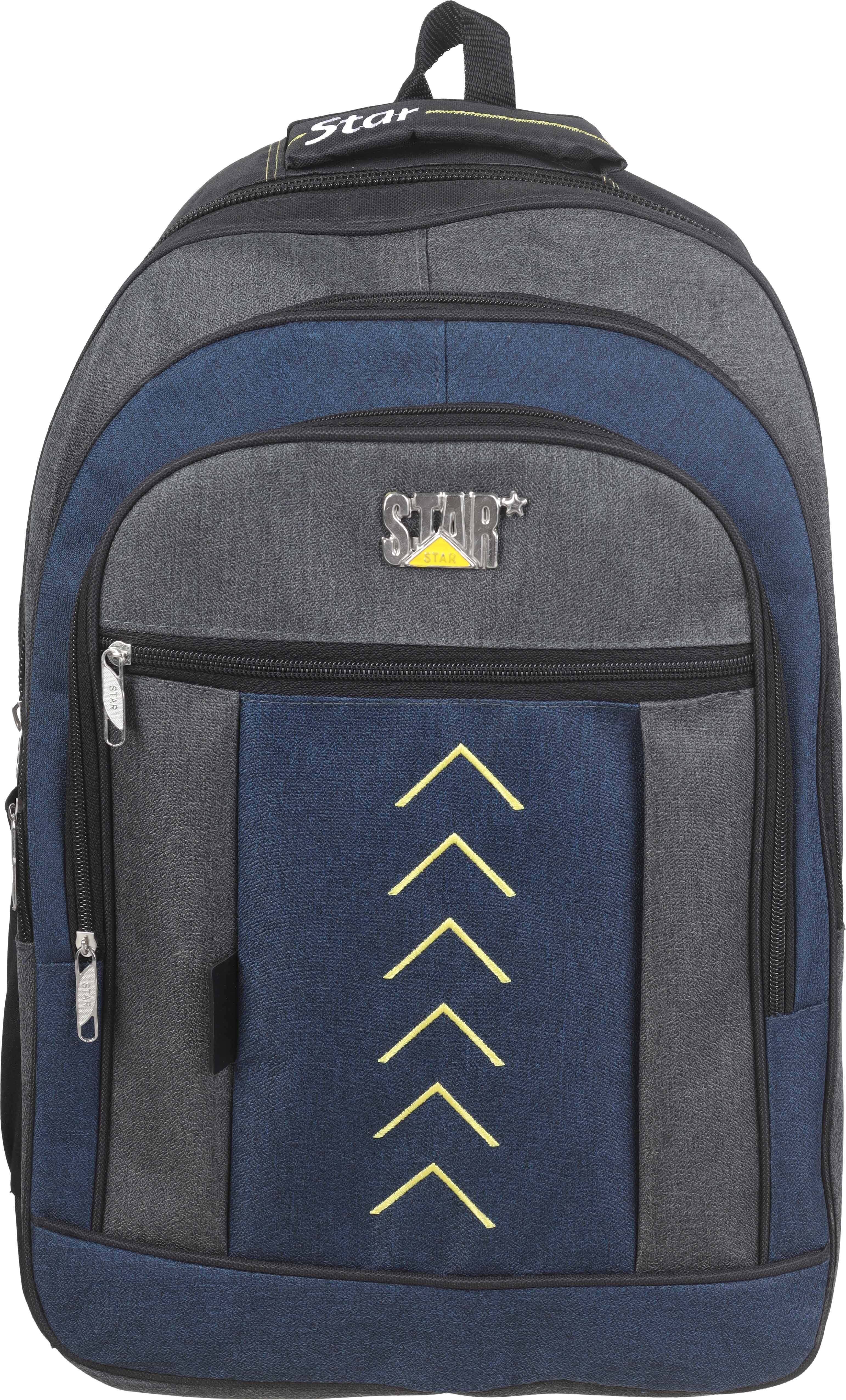 Star Fabric Laptop Bag, 4 Zippers, 18 Inch - Navy Grey