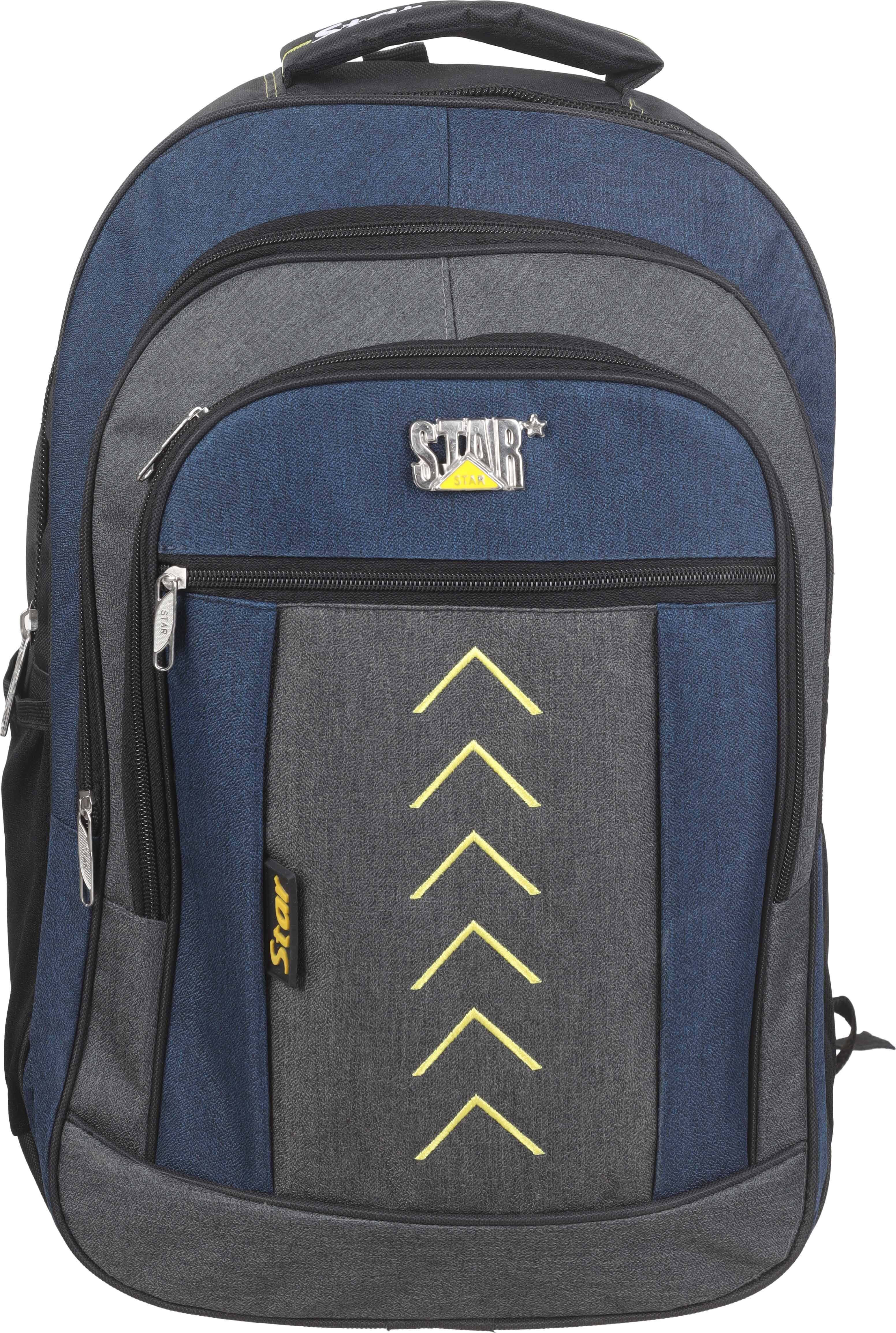 Star Fabric Laptop Bag, 4 Zippers, 18 Inch - Navy Grey