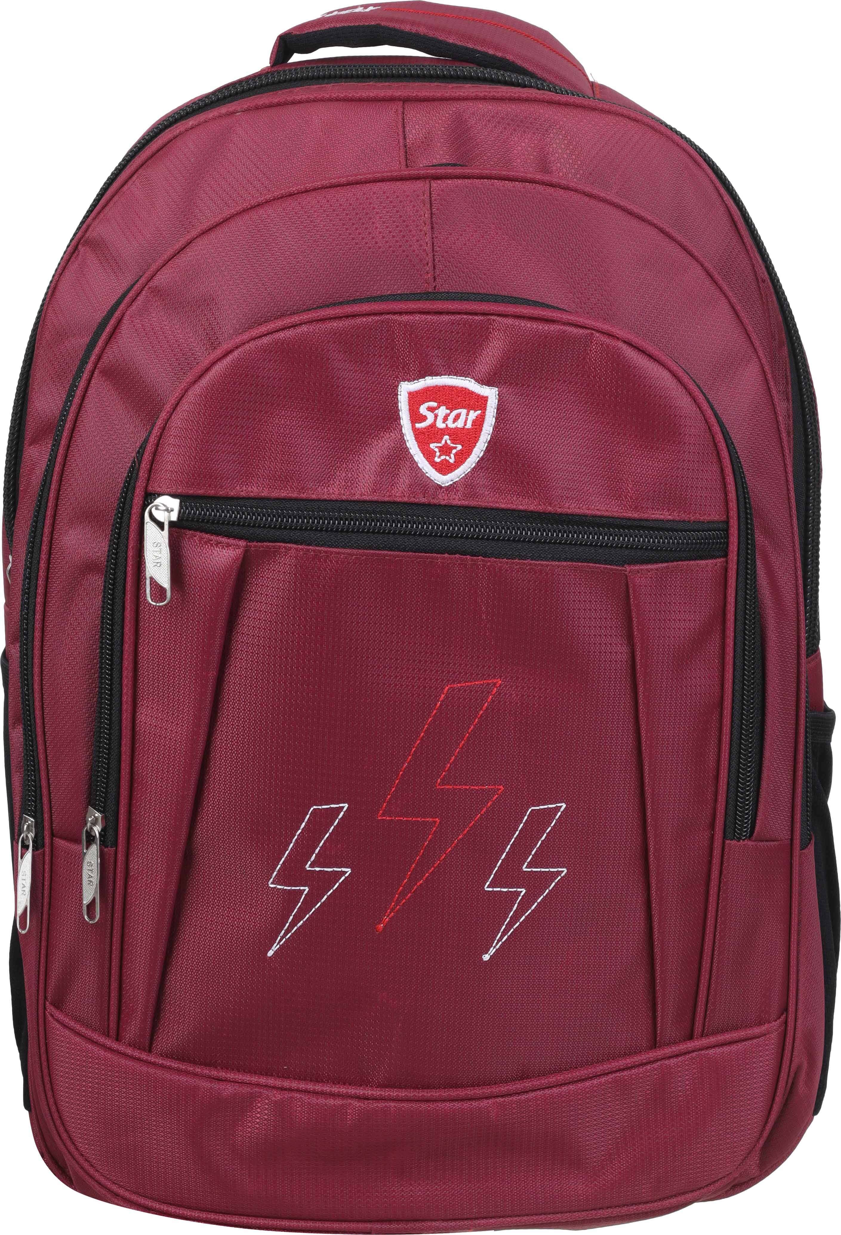 Star Fabric Laptop Bag, 4 Zippers, 16 Inch - Dark Red