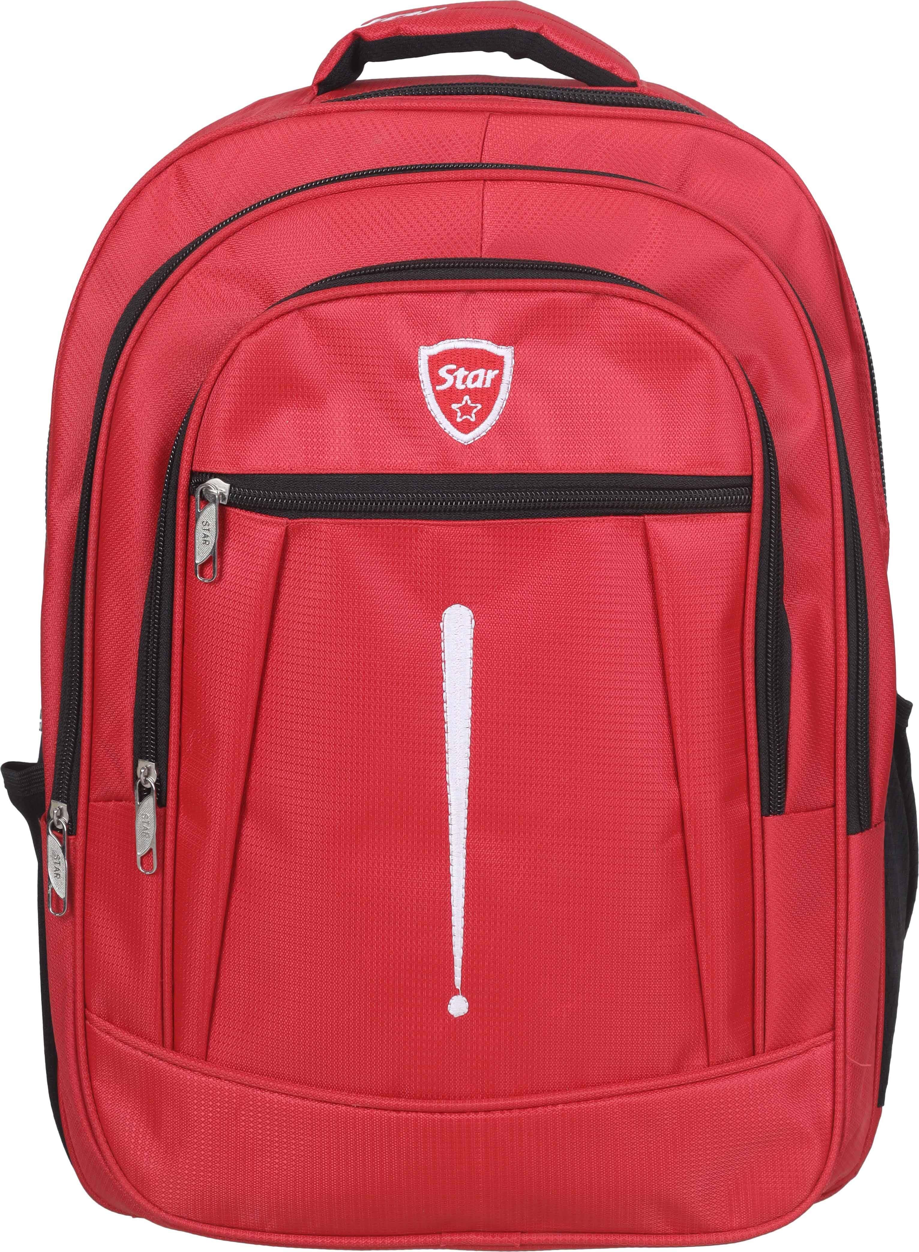 Star Fabric Laptop Bag, 4 Zippers, 16 Inch - Red