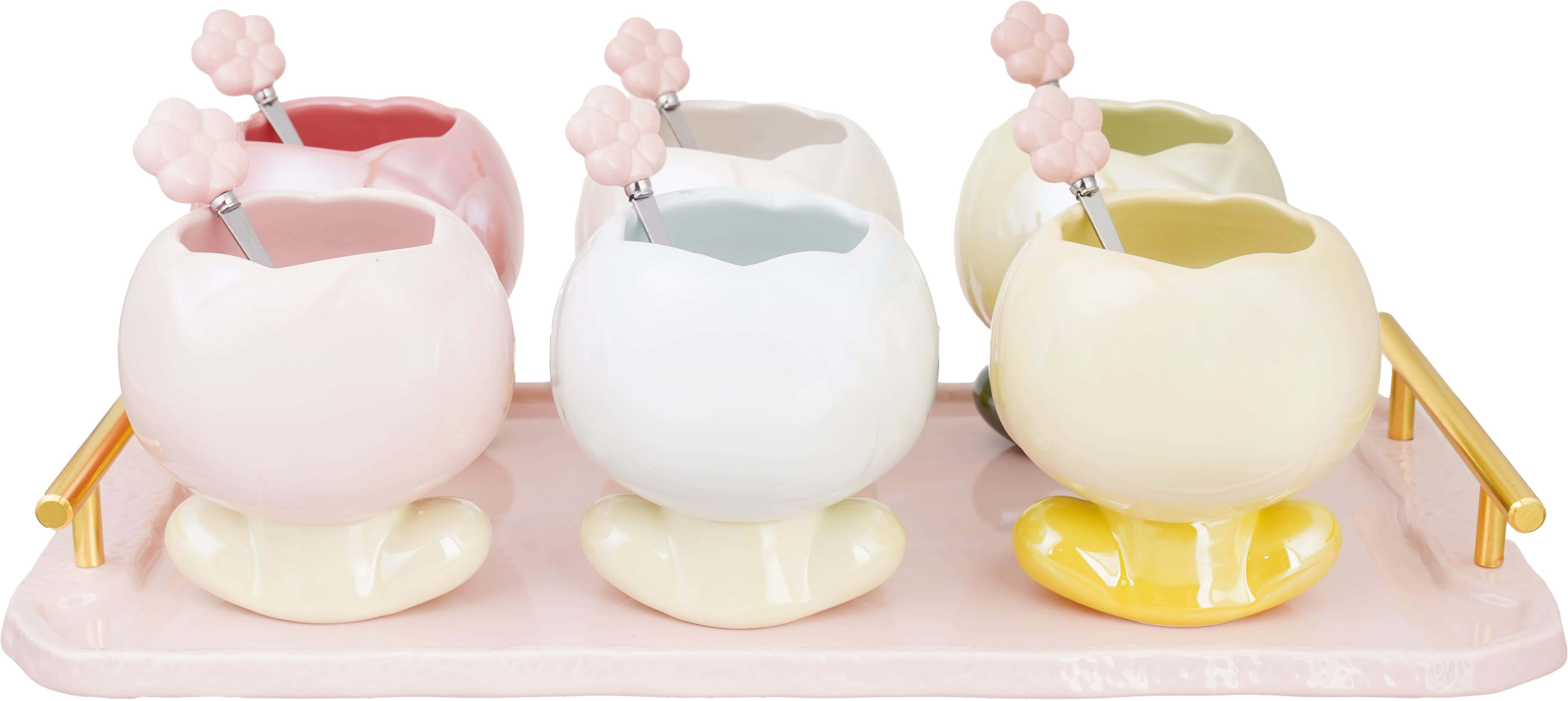 Kazan Porcelain Ice Cream Bowl Set, 7 Pieces - Multicolor