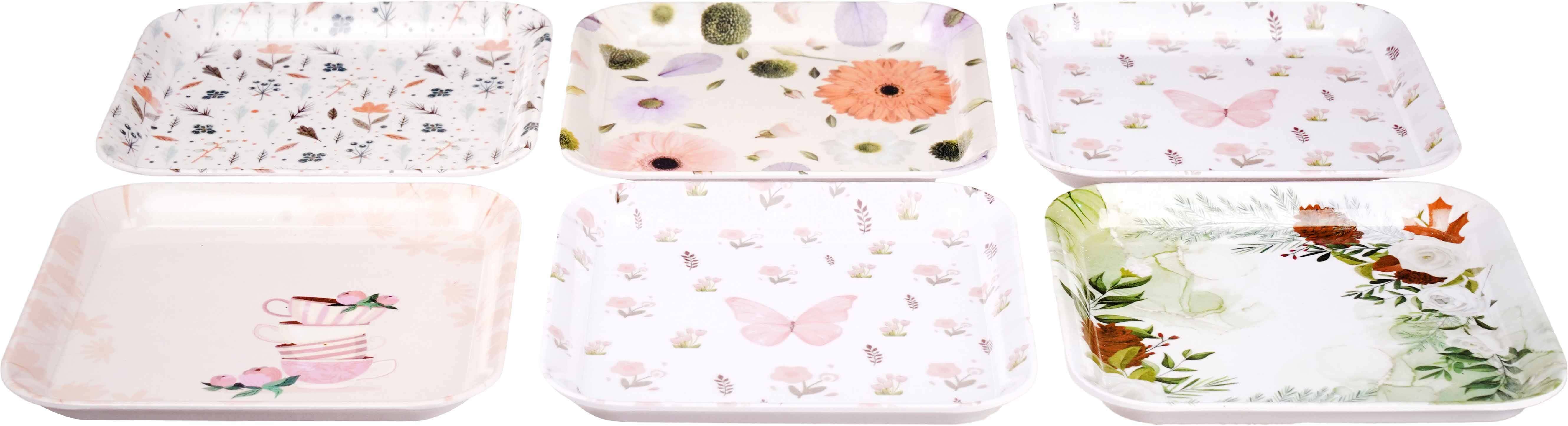 Al manar Melamine Serving Trays Set, 6 Pieces, 17 cm - Multicolor