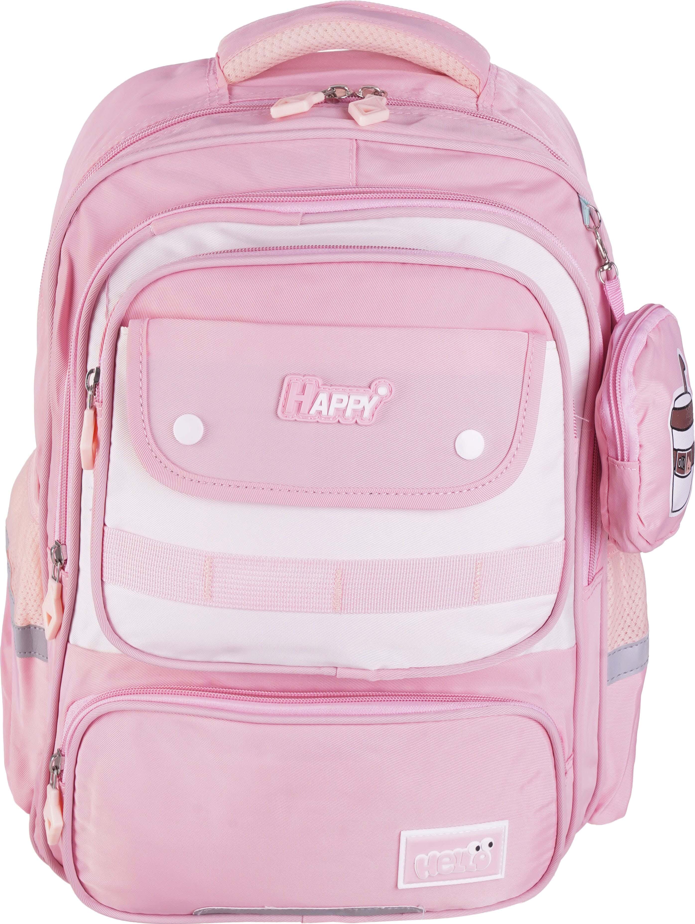 School Backpack for Boys, 4 Zippers, 16 Inches, With Pencil Case - Rose