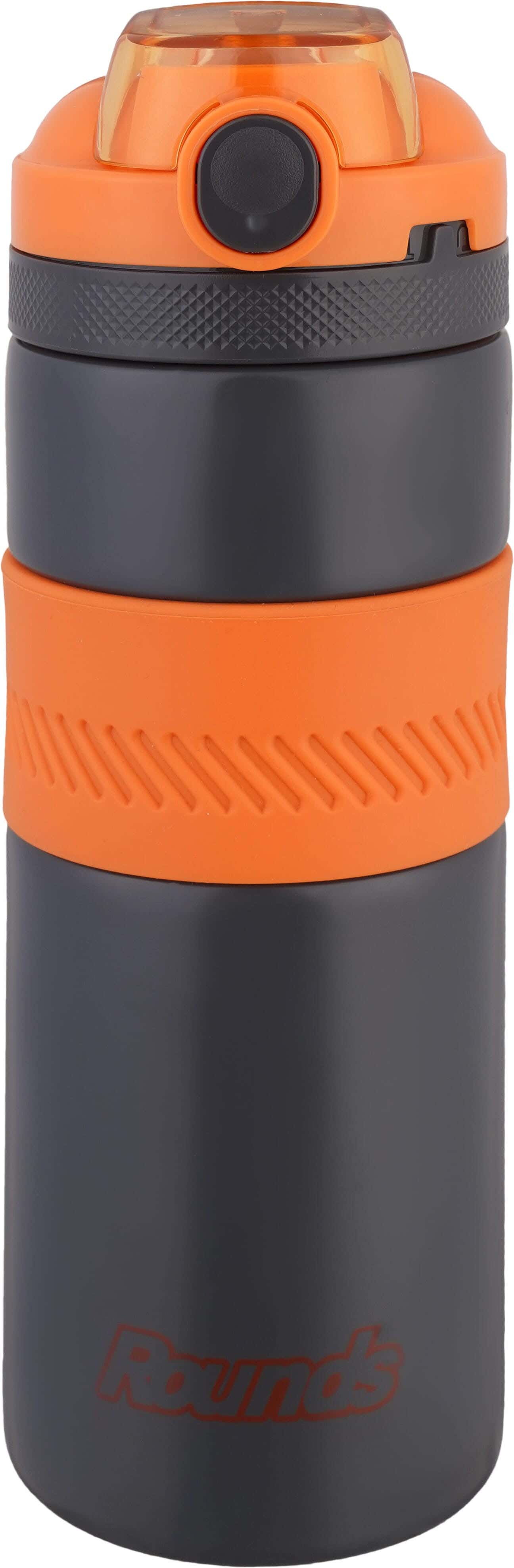 Stainless Steel Bottle, with Plastic Lid, 500 ml - Orange Grey