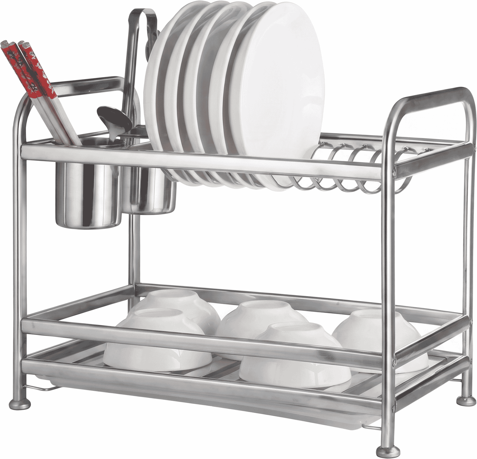 Metal Dish Rack, 2 tiers, 42×26×37 cm - Silver