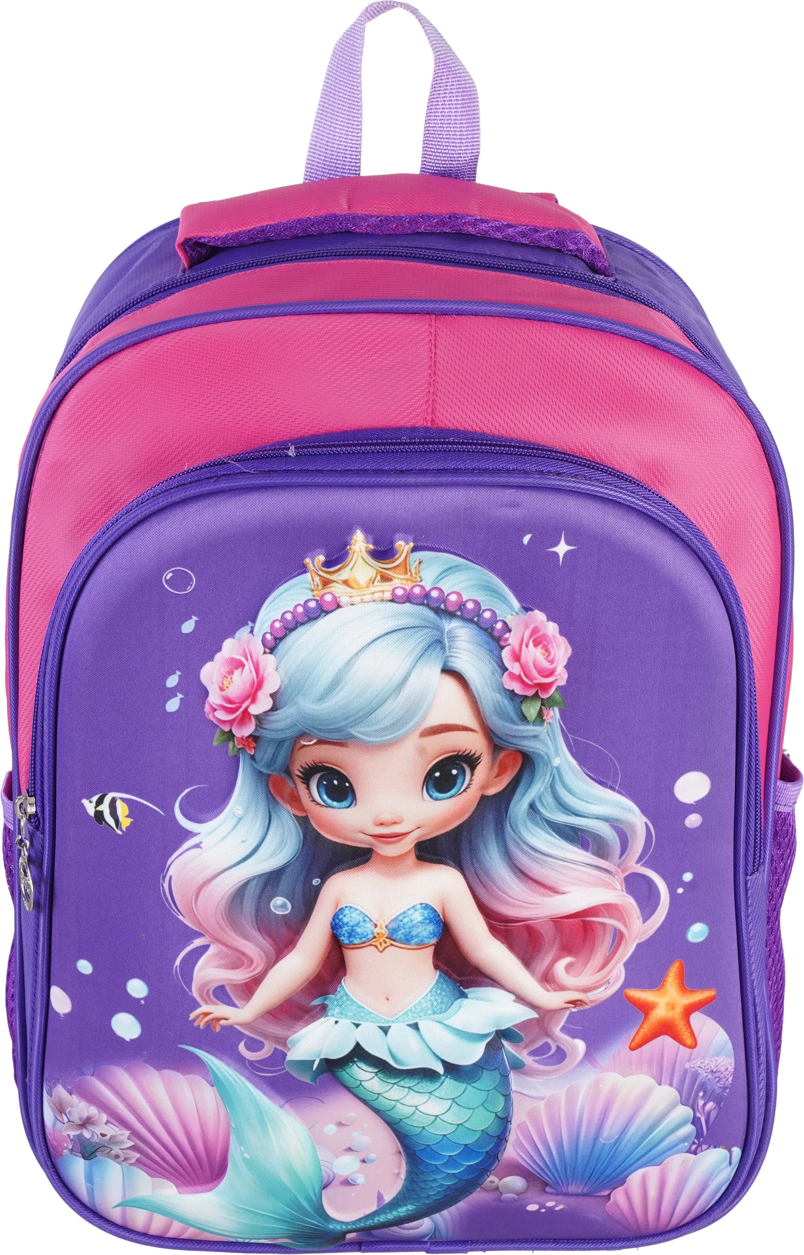 Waterproof School Backpack for Girls, 2 Zippers, 14 Inch - Multicolor