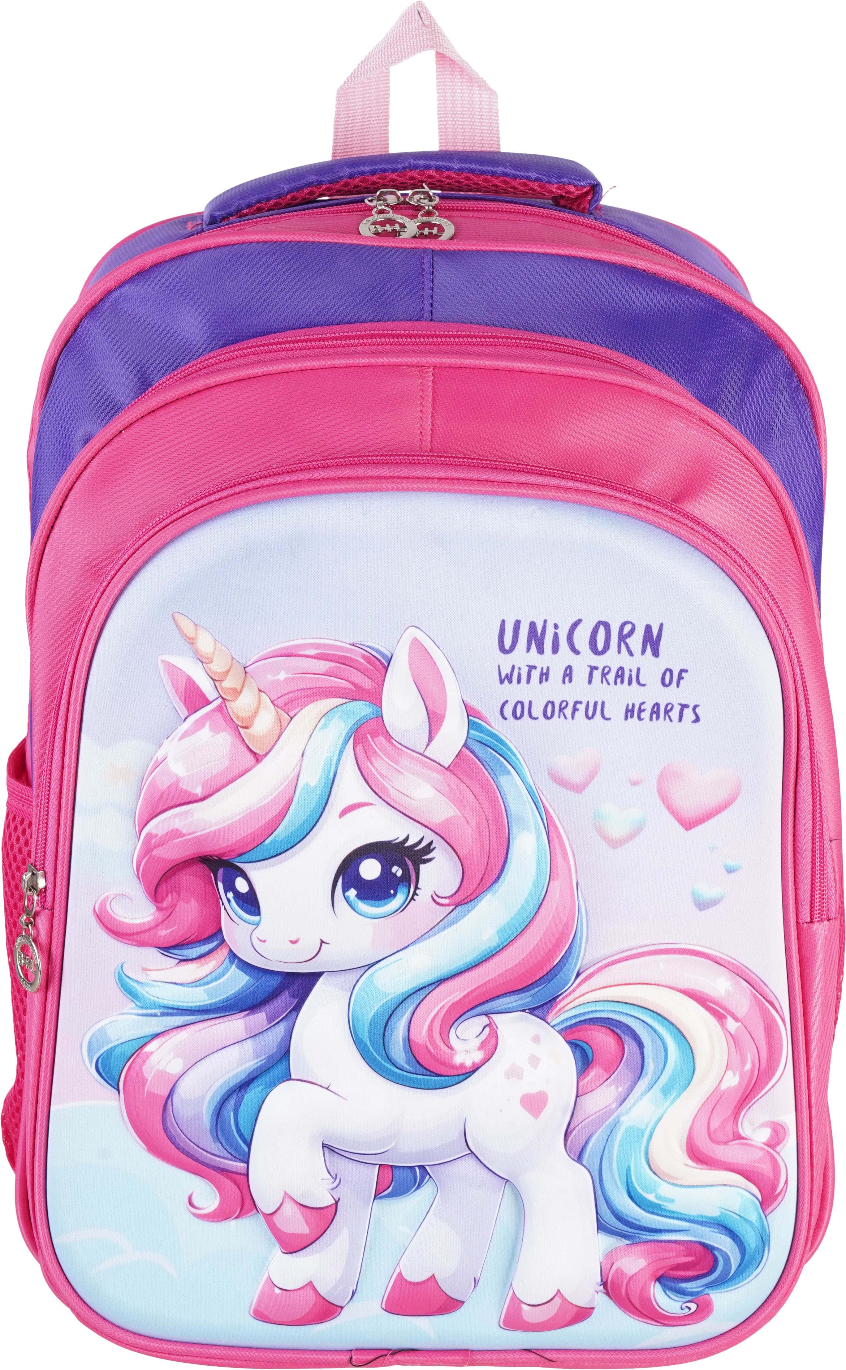 Waterproof School Backpack for Girls, 3 Zippers, 15.7 Inch - Multicolor
