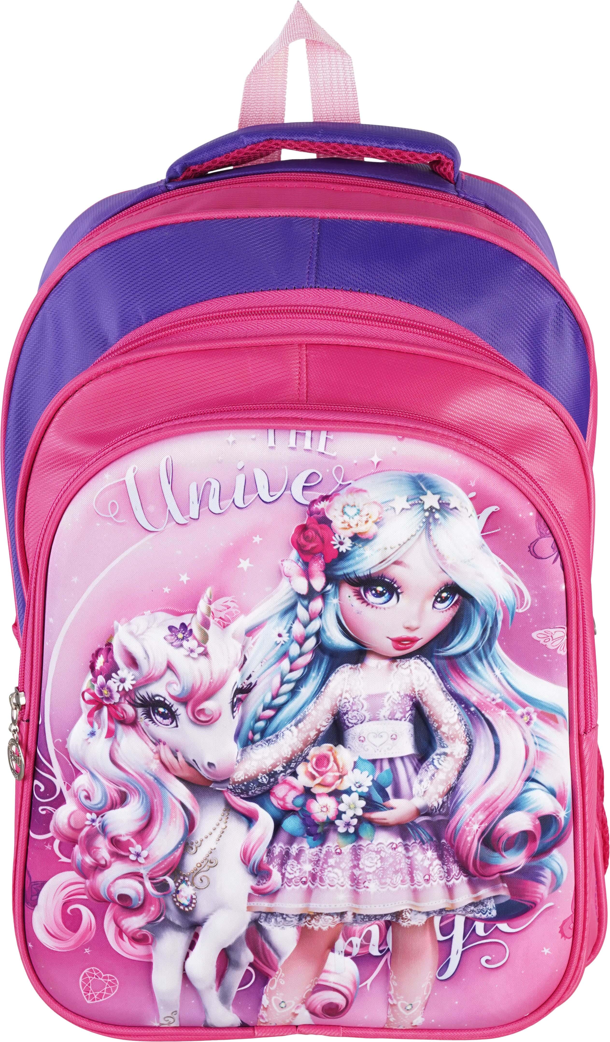 Waterproof School Backpack for Girls, 3 Zippers, 15.7 Inch - Multicolor