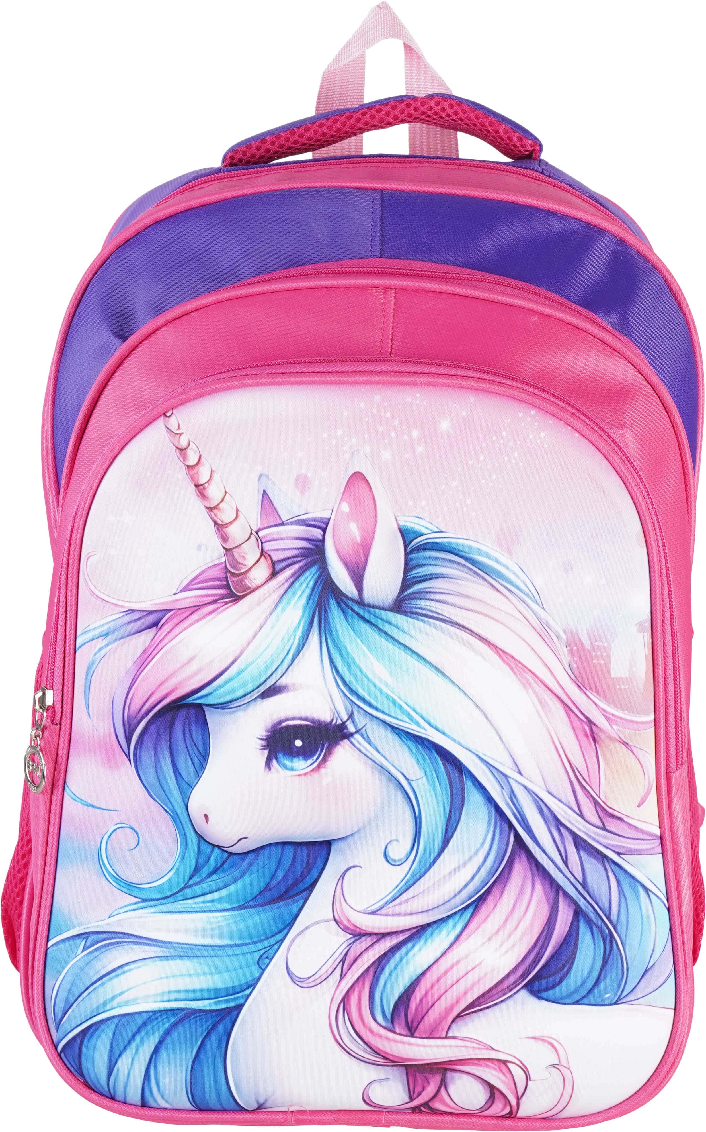Waterproof School Backpack for Girls, 3 Zippers, 15.7 Inch - Multicolor