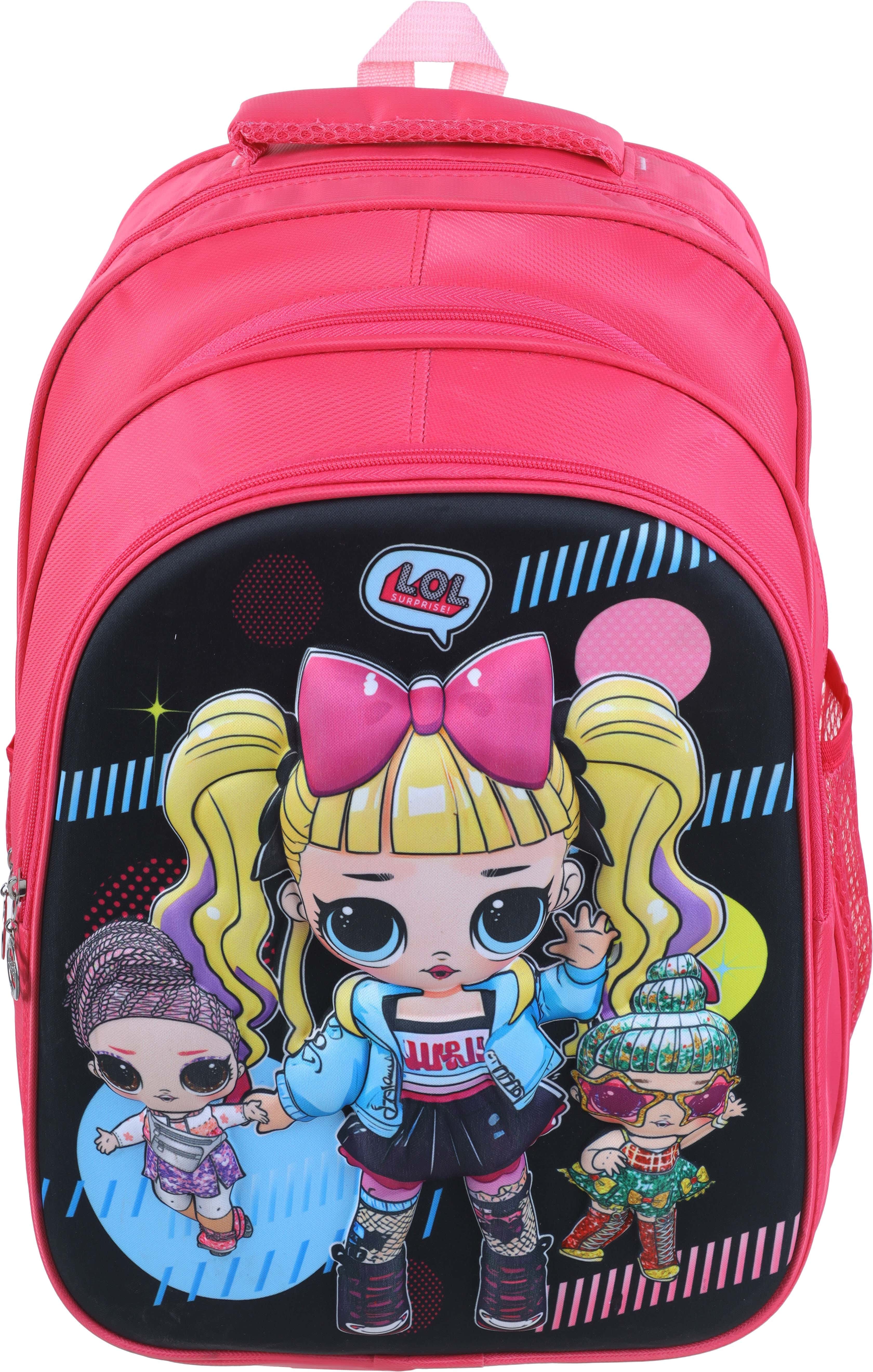 Waterproof School Backpack for Girls, 3 Zippers, 32×40 cm - Pink
