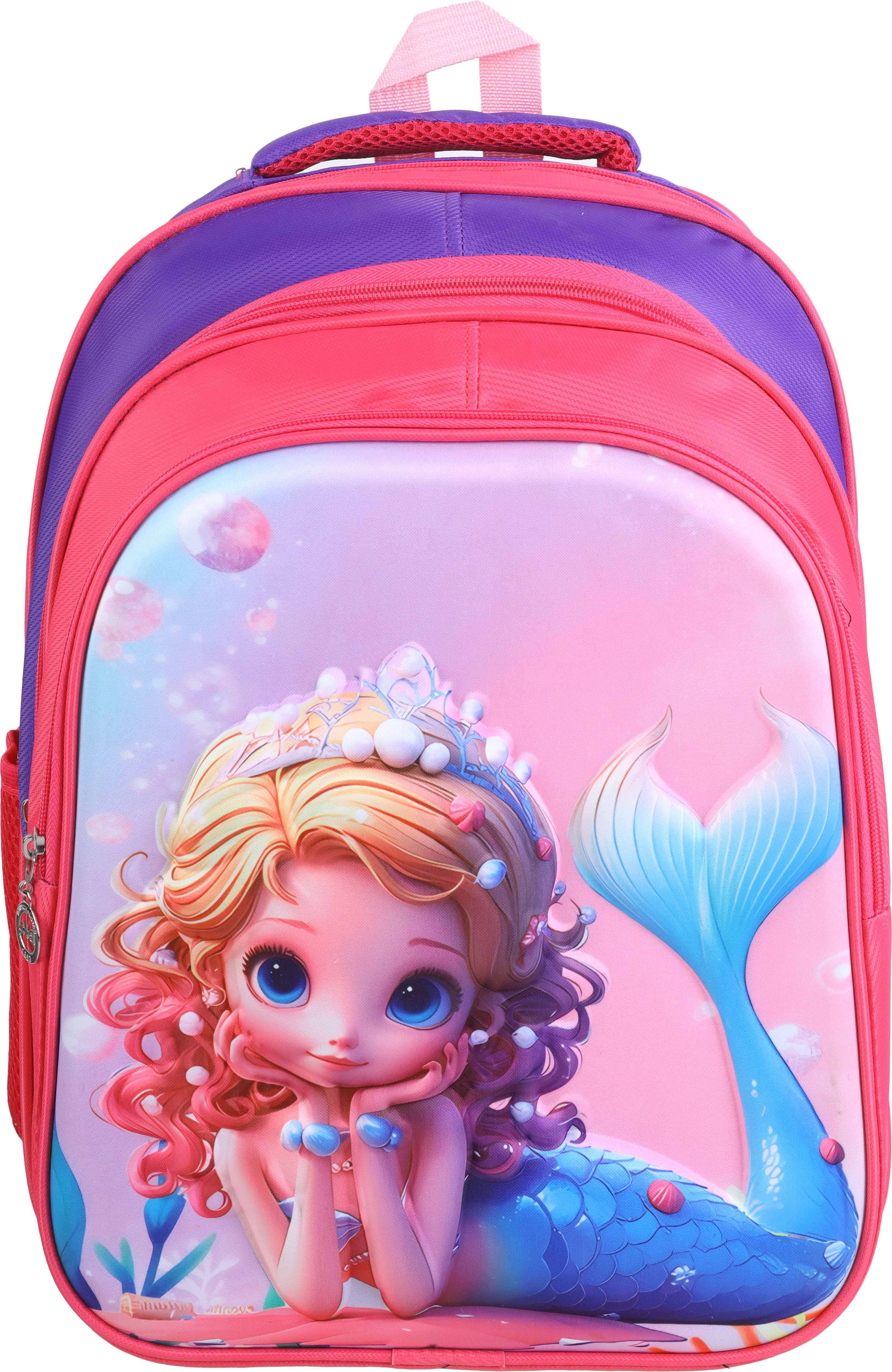 Waterproof School Backpack for Girls, 3 Zippers, 32×40 cm - Multicolor