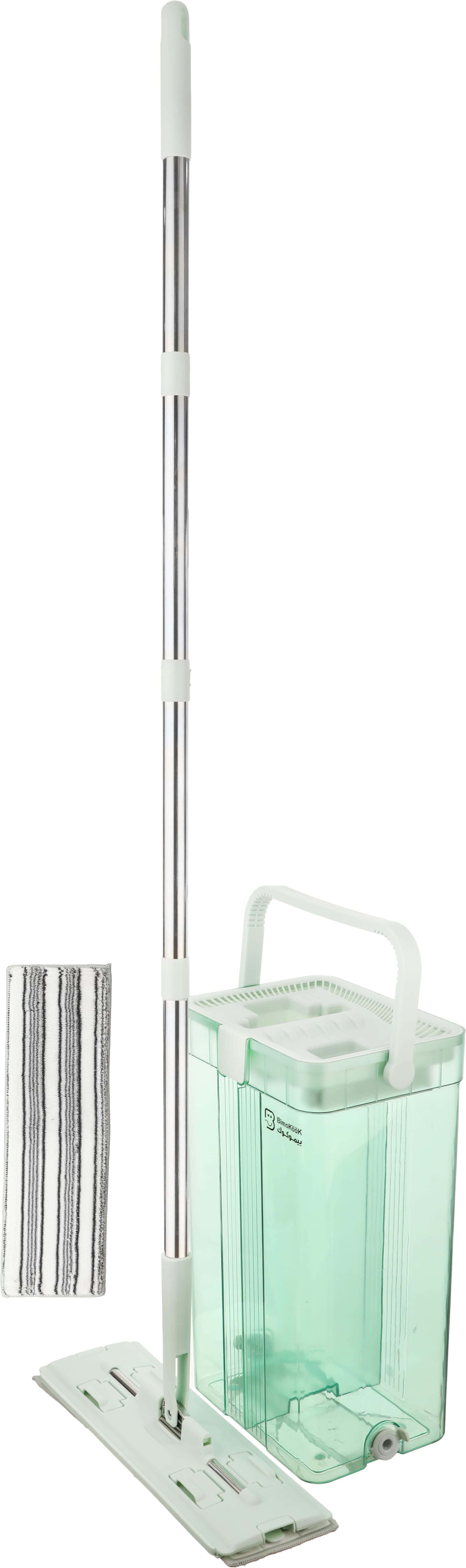 Bimokook Acrylic Parquet Mob Bucket, 2 Eyes, Stainless Steel Handle, 2 Replacement, 38×20×18 cm - Light Green