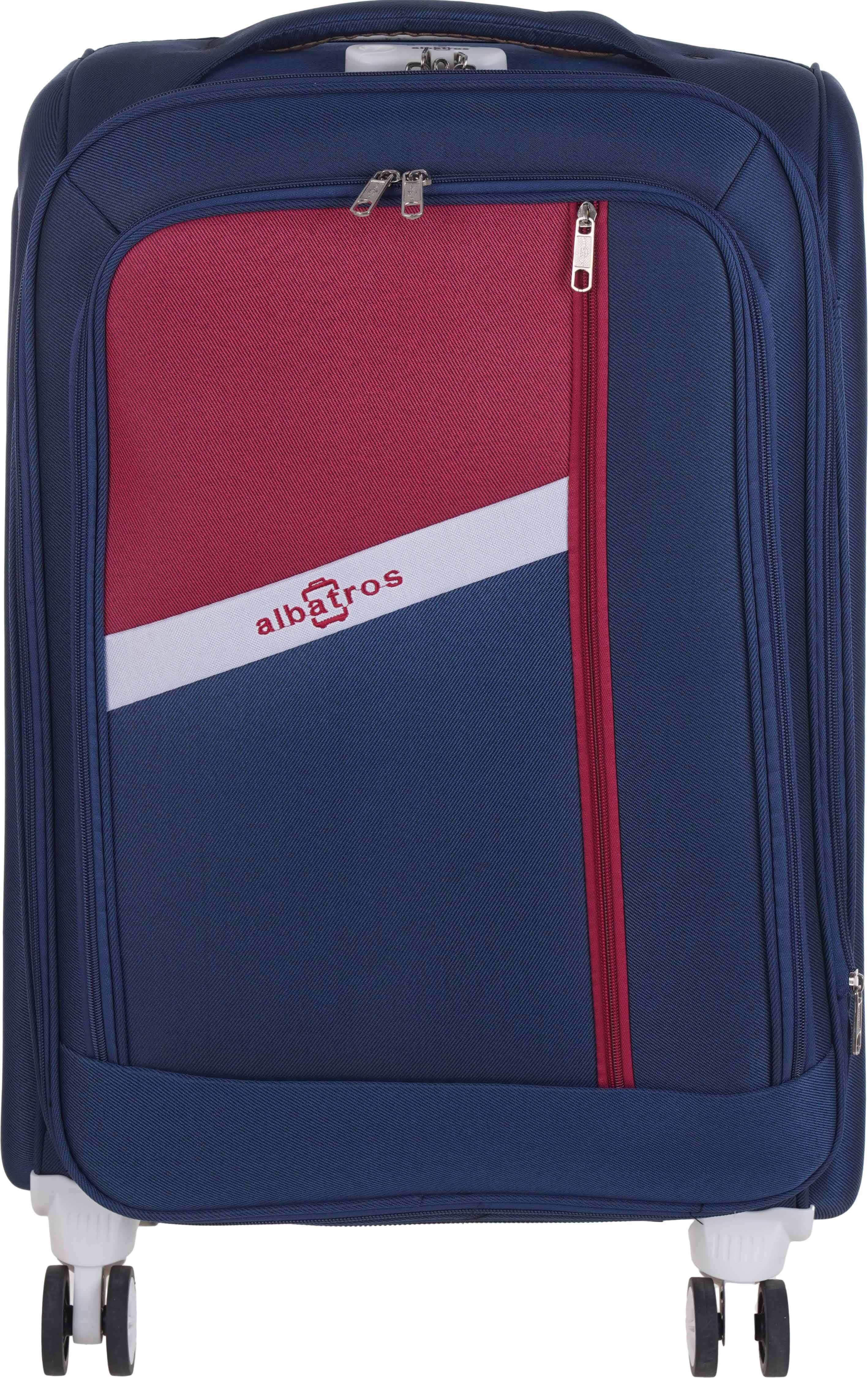 Fabric Trolley Travel Bags, 24 inches, 6 Zippers, Digital Lock - Navy Red