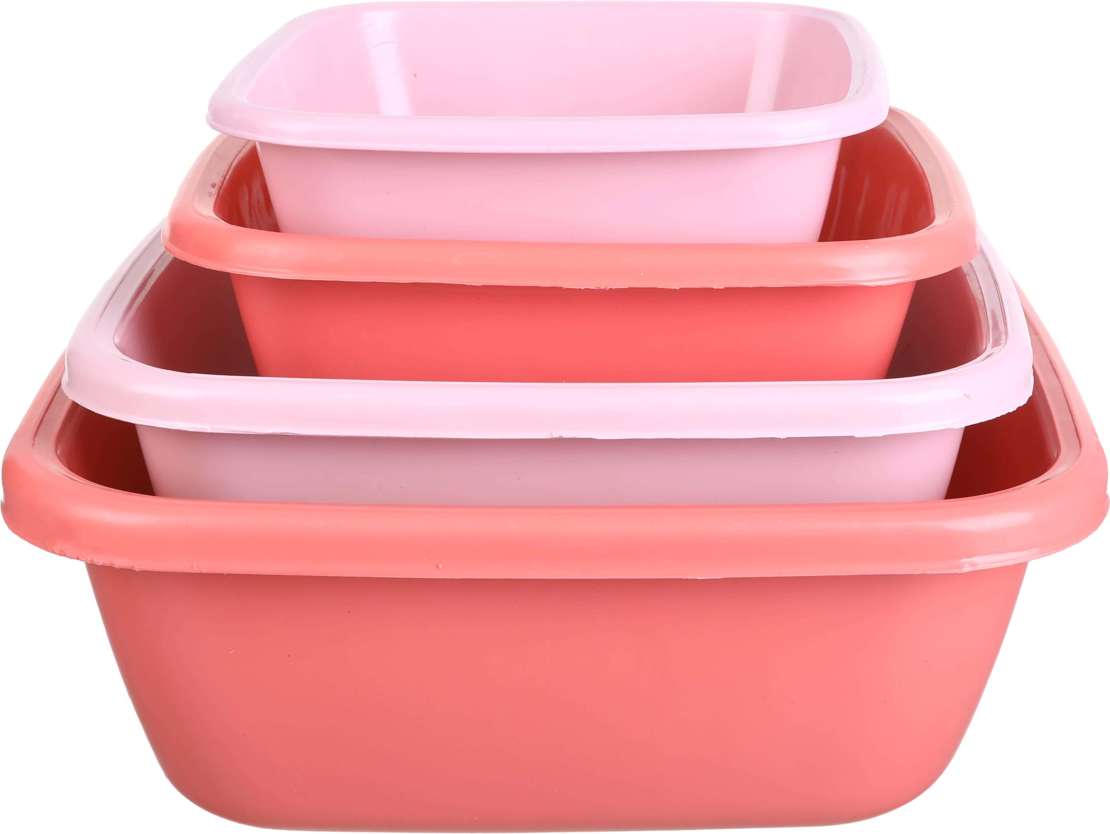 El Hoda Plastic Washing Dish Set, 4 Pieces - Cashmere Rose