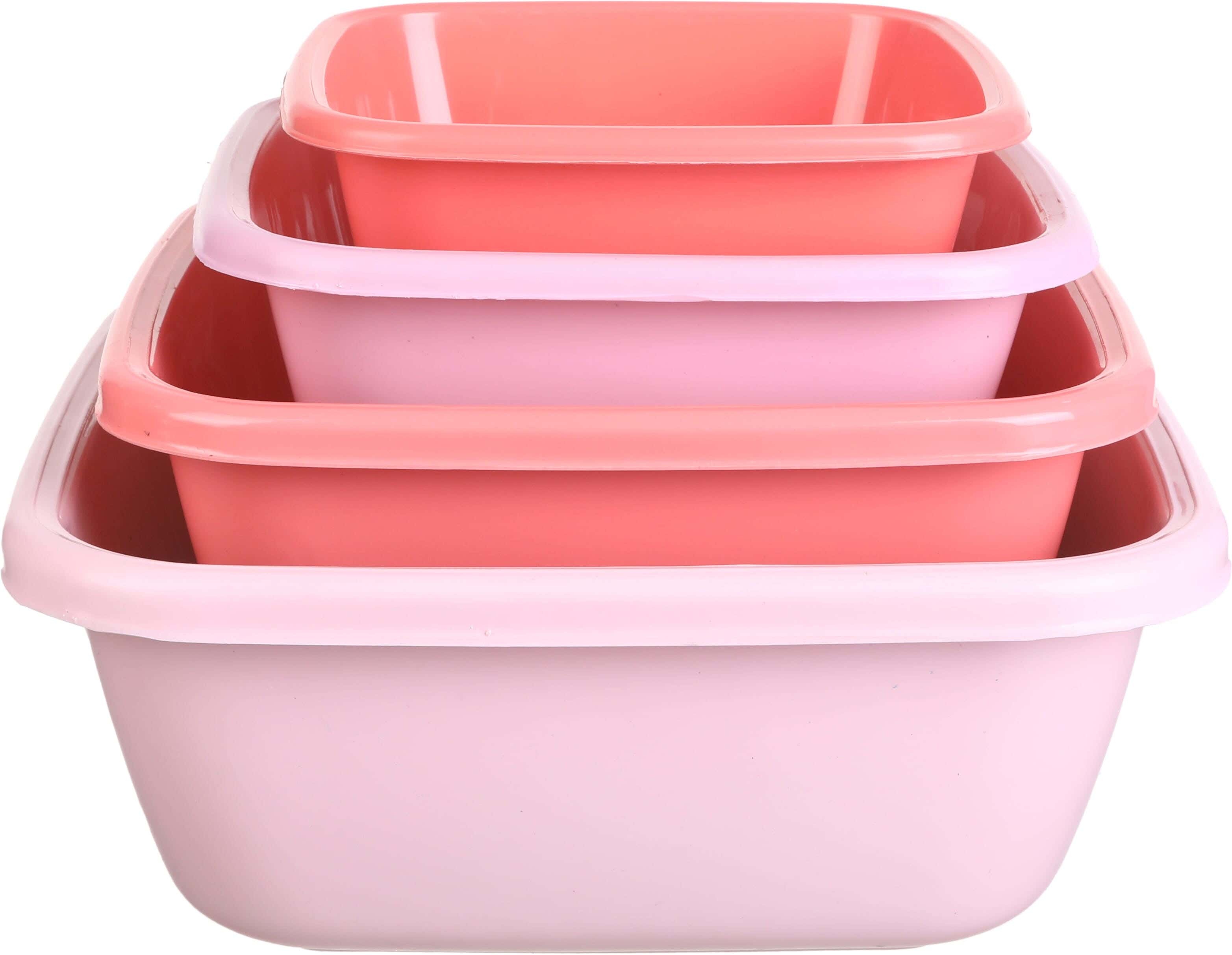 El Hoda Plastic Washing Dish Set, 4 Pieces - Cashmere Rose