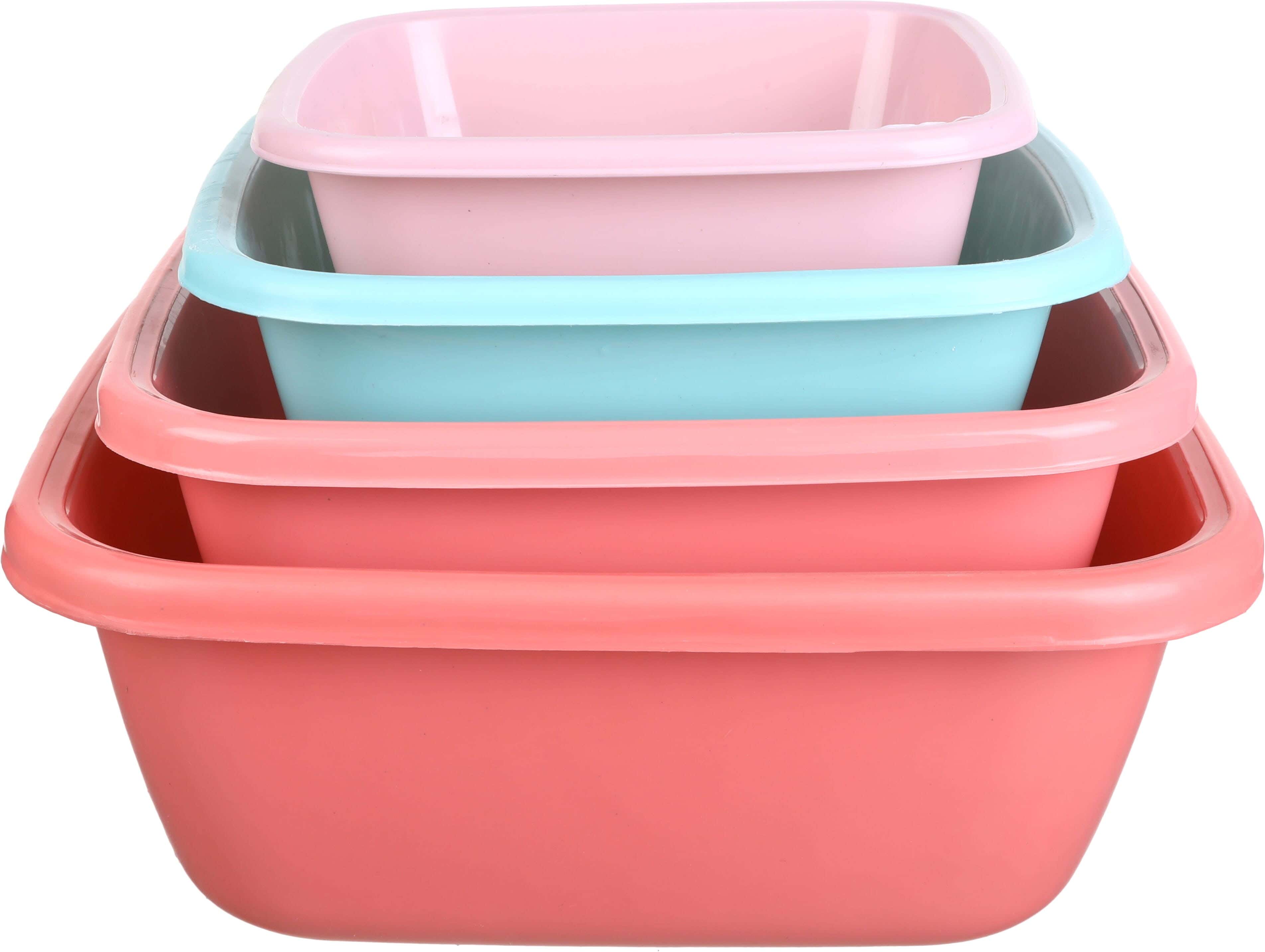 El Hoda Plastic Washing Dish Set, 4 Pieces - Multicolor