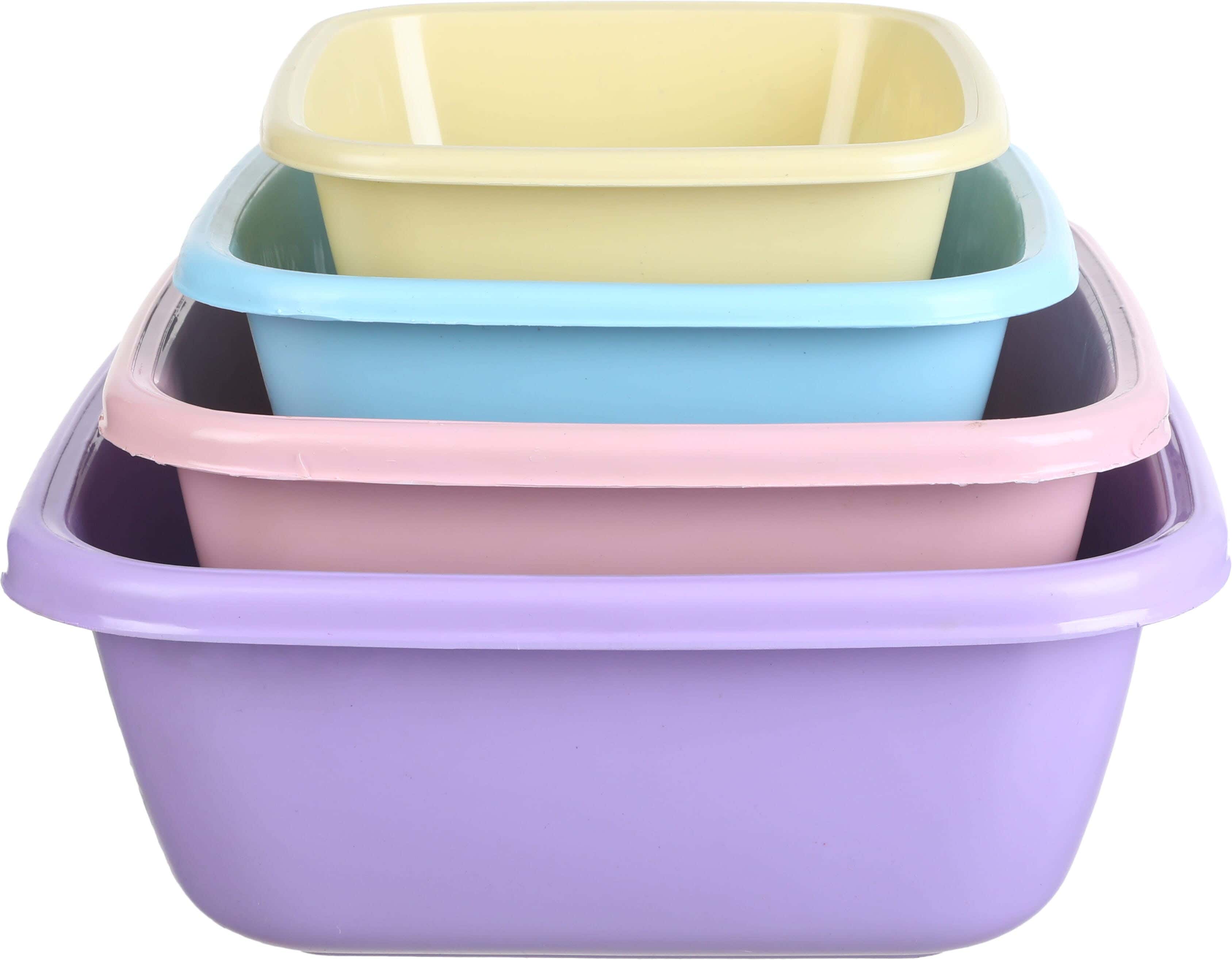 El Hoda Plastic Washing Dish Set, 4 Pieces - Multicolor