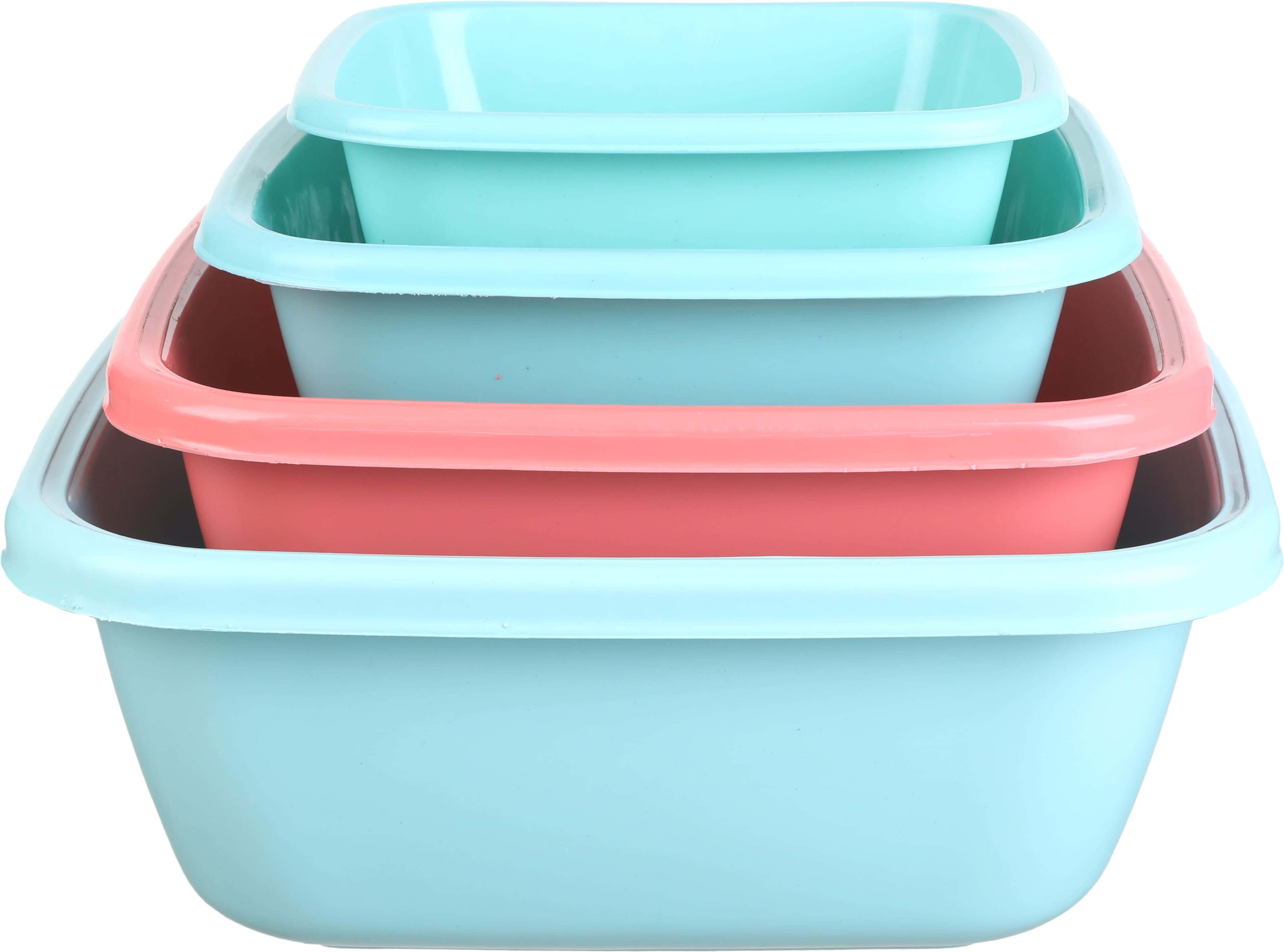 El Hoda Plastic Washing Dish Set, 4 Pieces - Multicolor