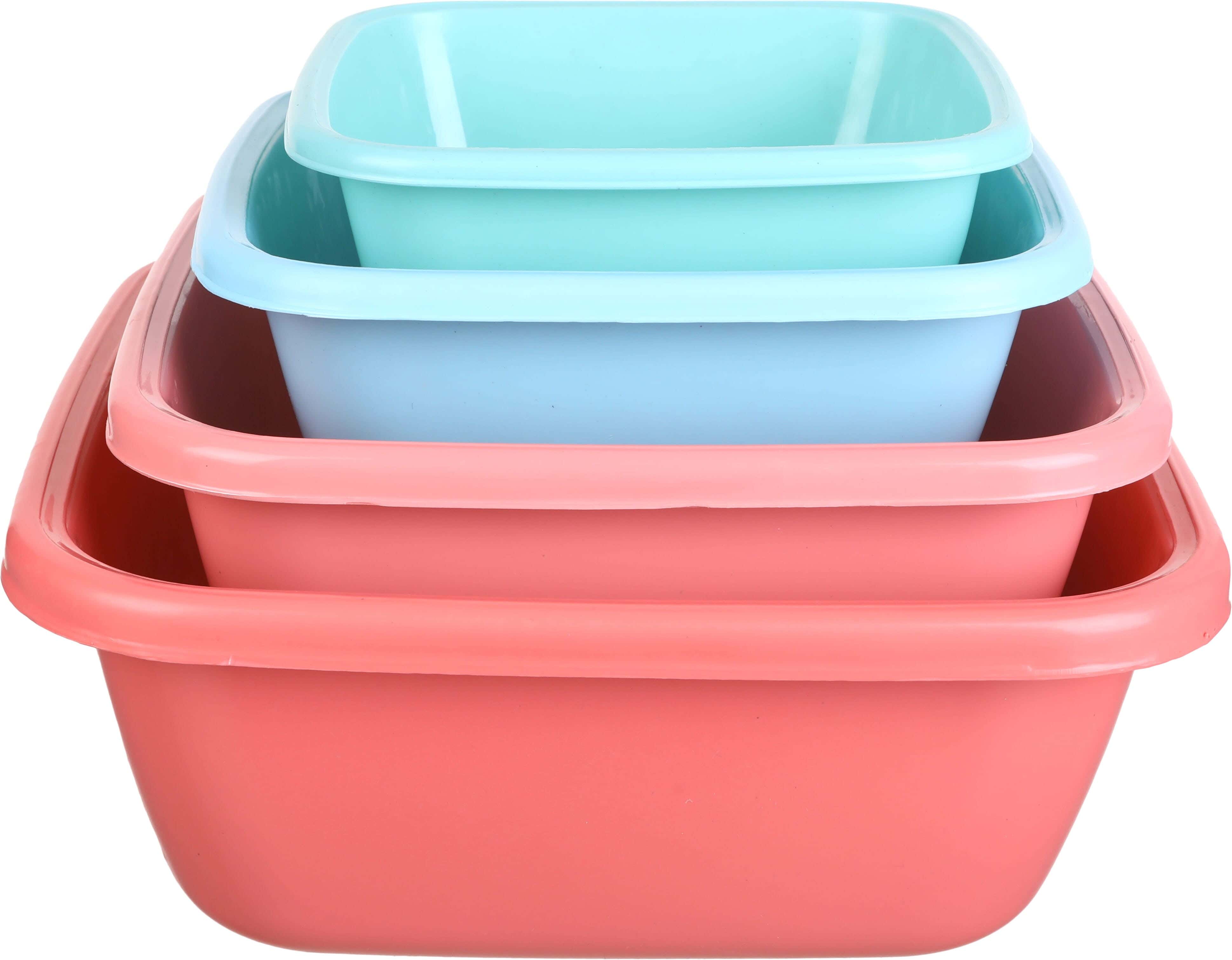 El Hoda Plastic Washing Dish Set, 4 Pieces - Multicolor