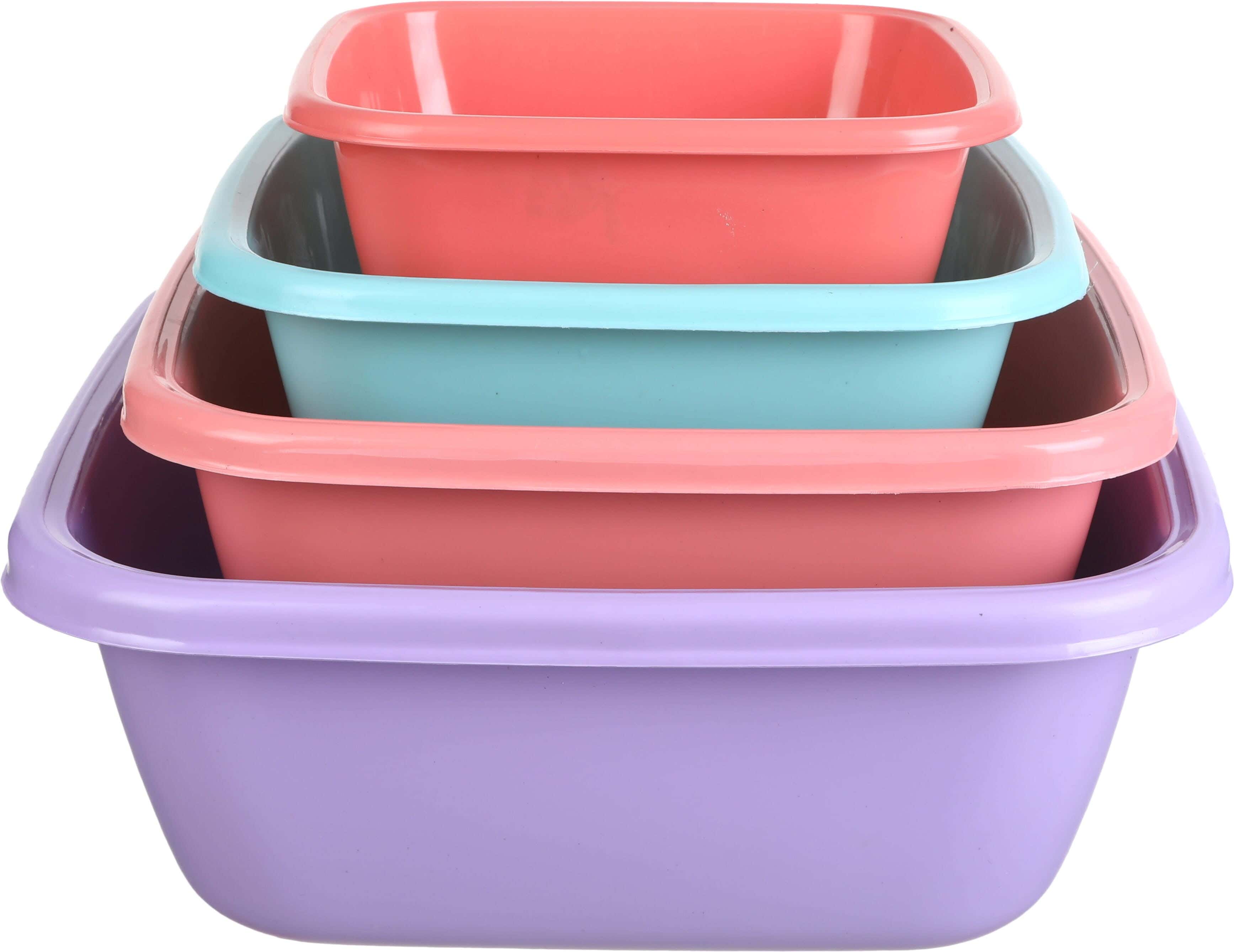 El Hoda Plastic Washing Dish Set, 4 Pieces - Multicolor