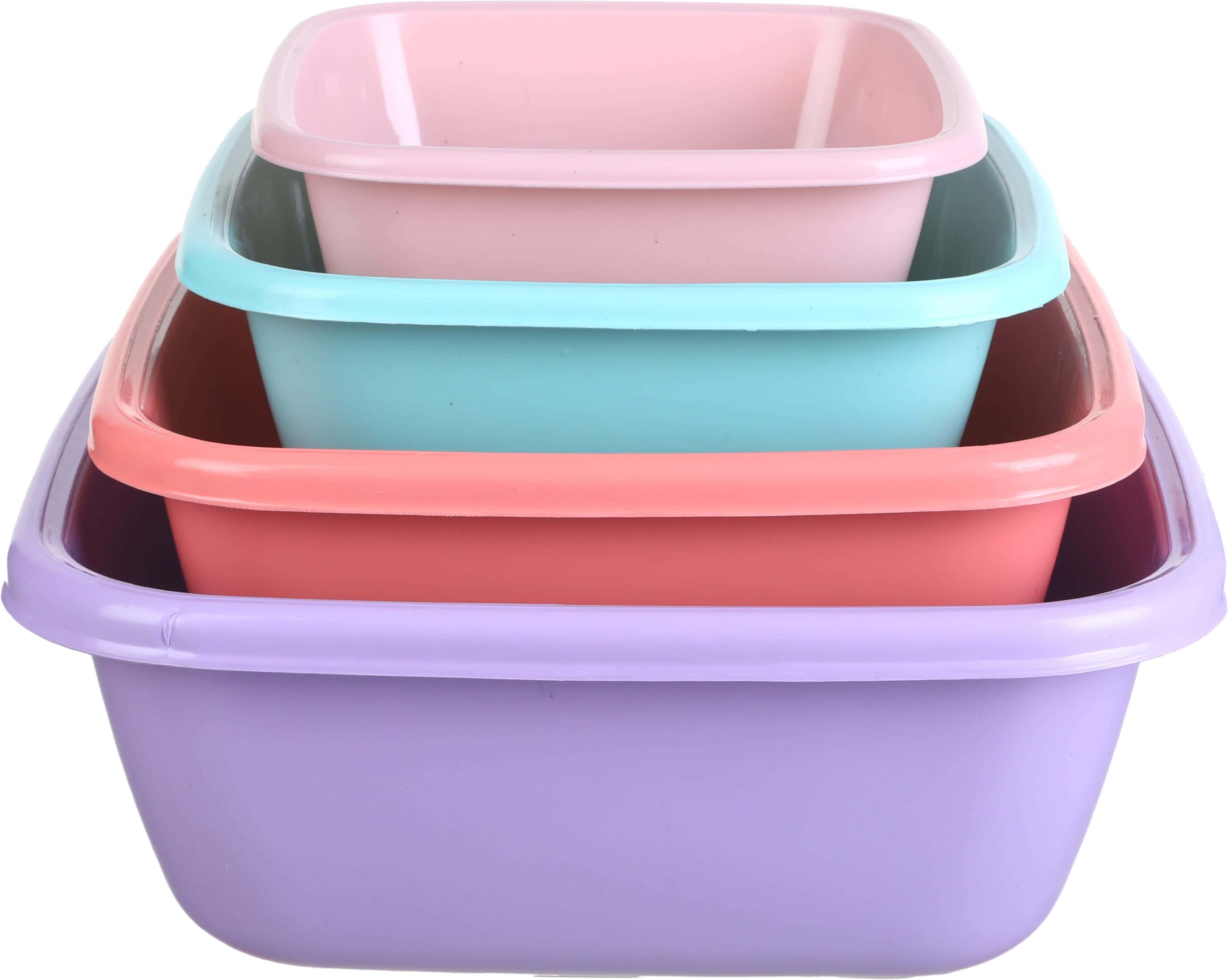El Hoda Plastic Washing Dish Set, 4 Pieces - Multicolor