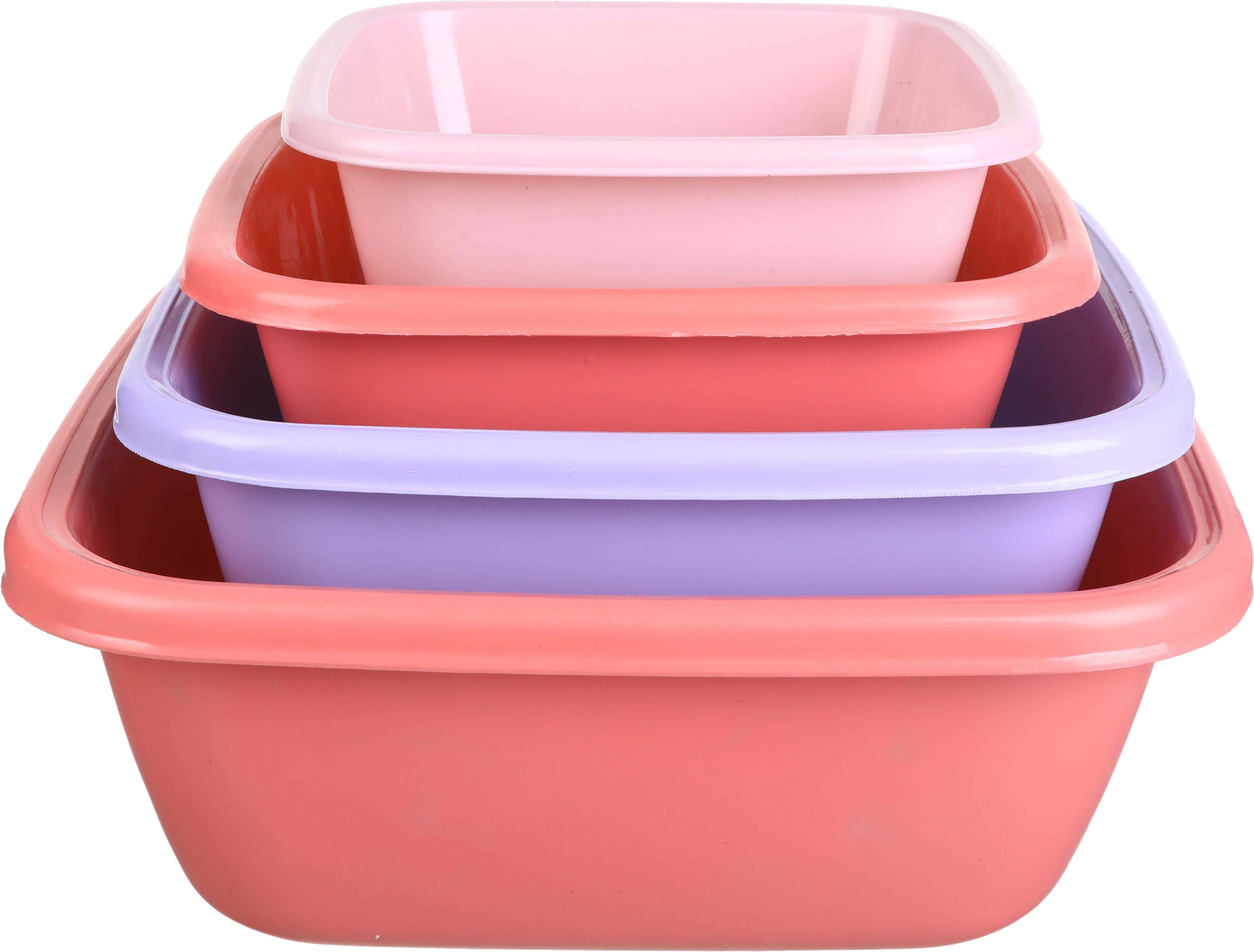 El Hoda Plastic Washing Dish Set, 4 Pieces - Multicolor