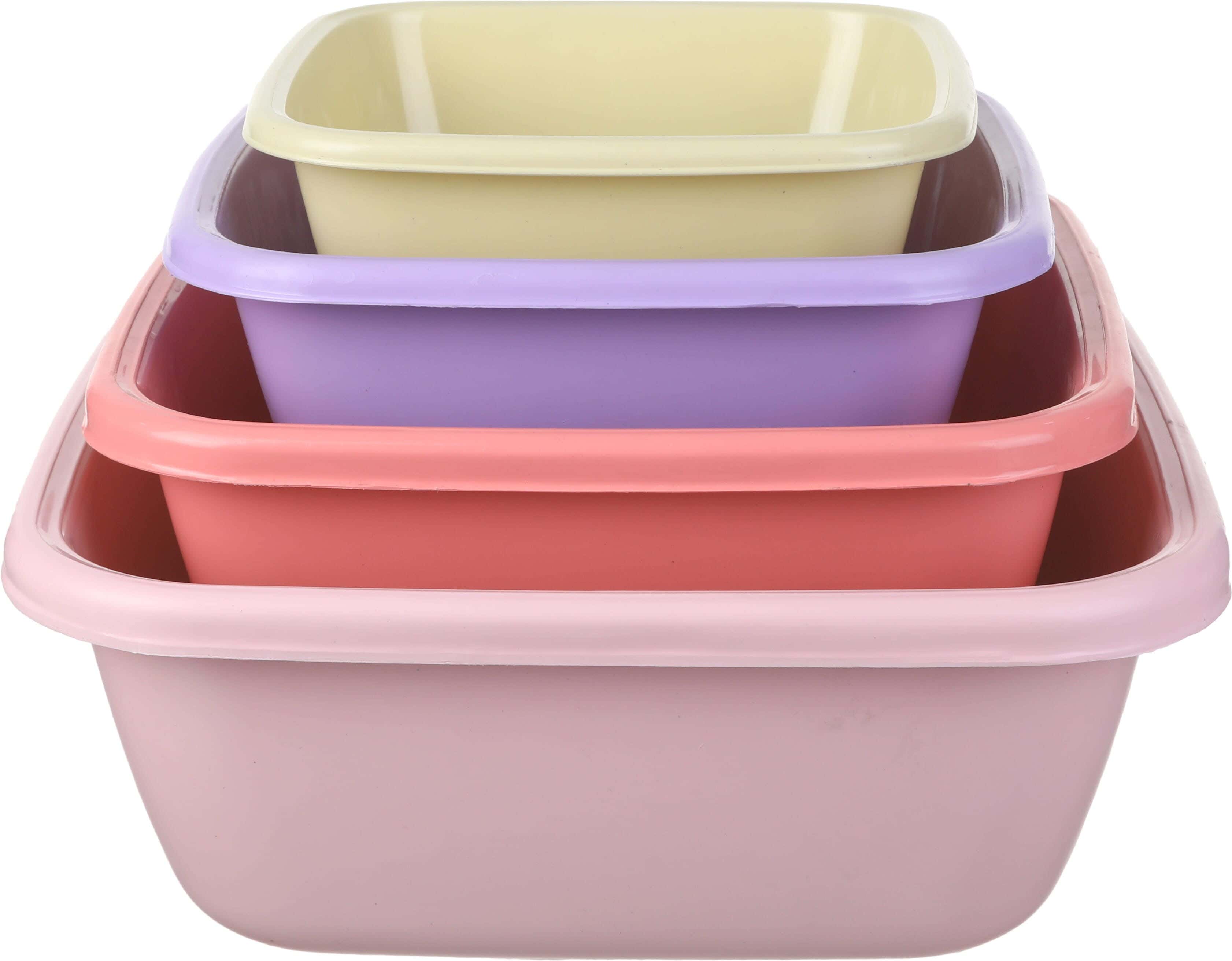 El Hoda Plastic Washing Dish Set, 4 Pieces - Multicolor