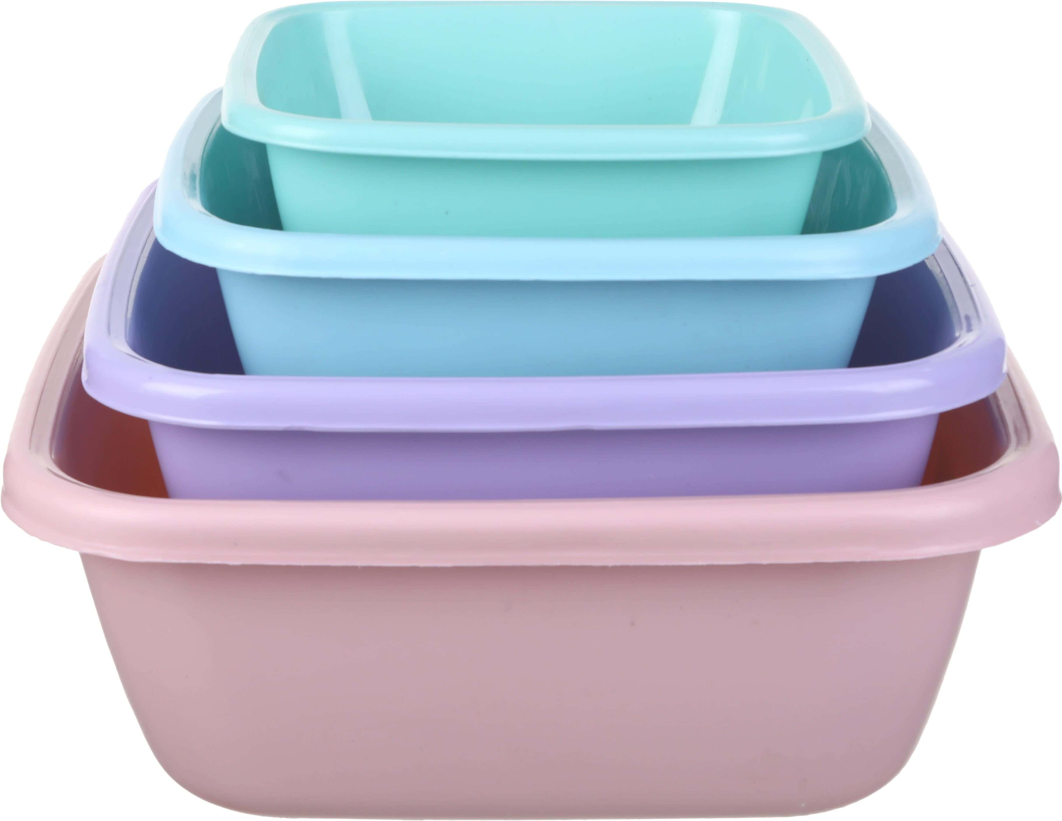 El Hoda Plastic Washing Dish Set, 4 Pieces - Multicolor