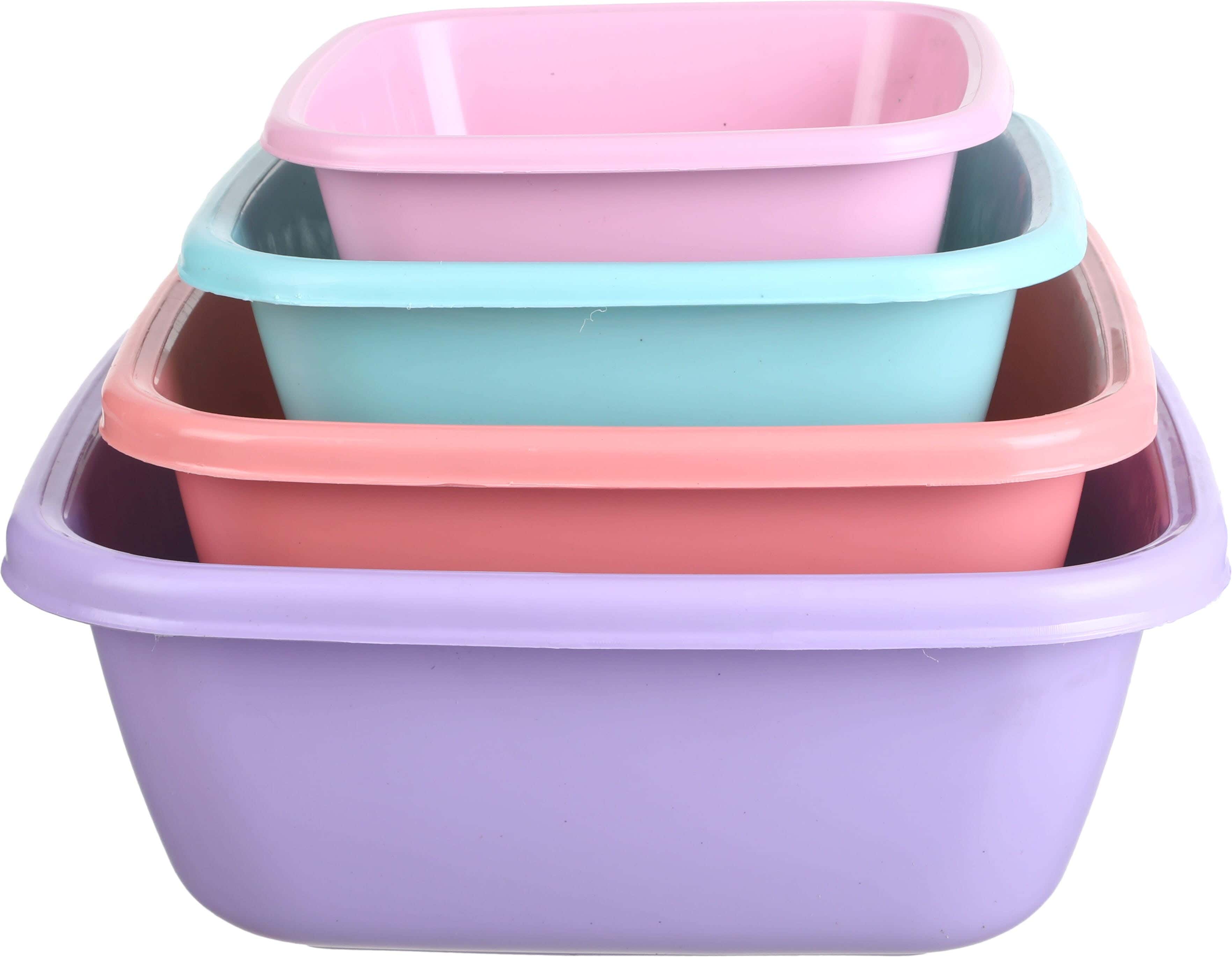 El Hoda Plastic Washing Dish Set, 4 Pieces - Multicolor