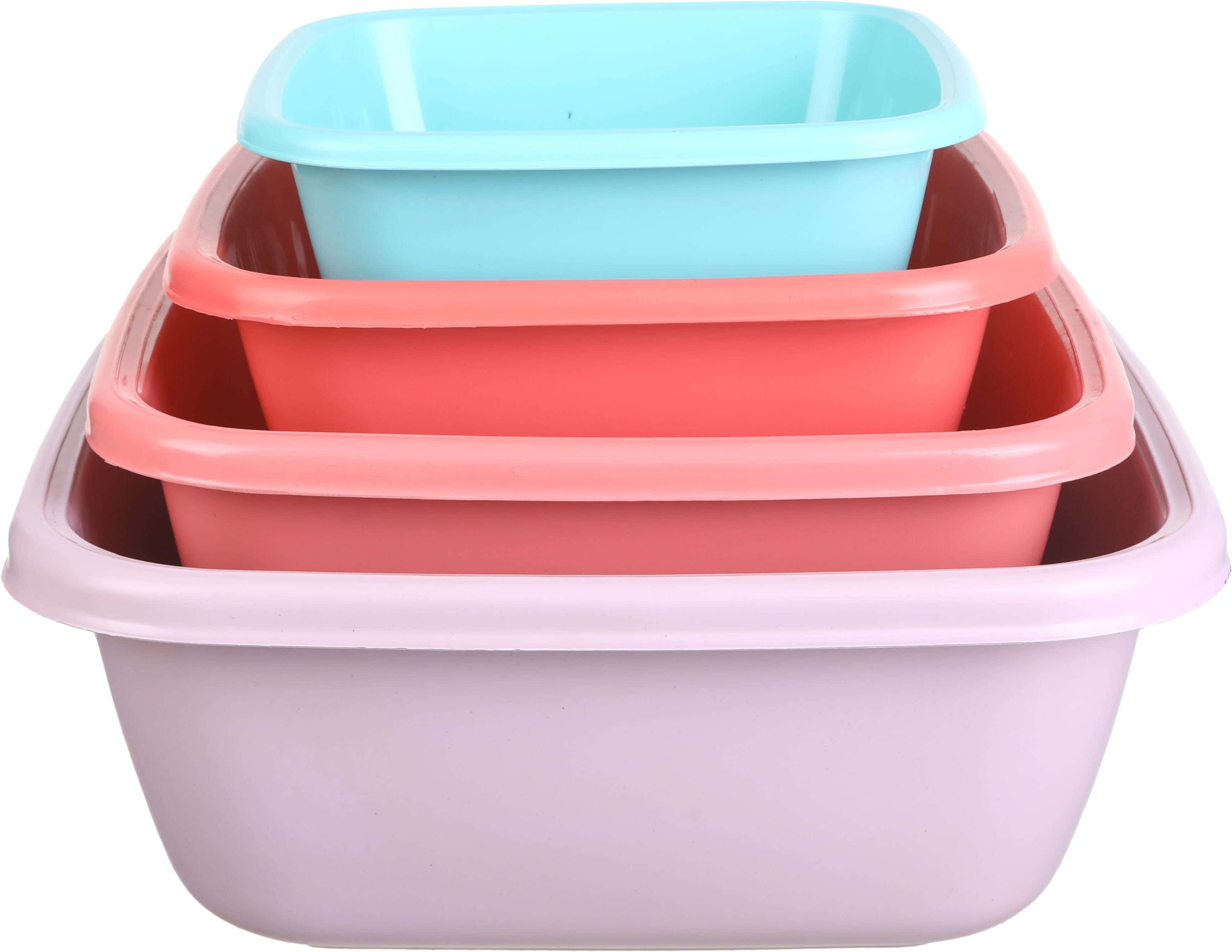 El Hoda Plastic Washing Dish Set, 4 Pieces - Multicolor