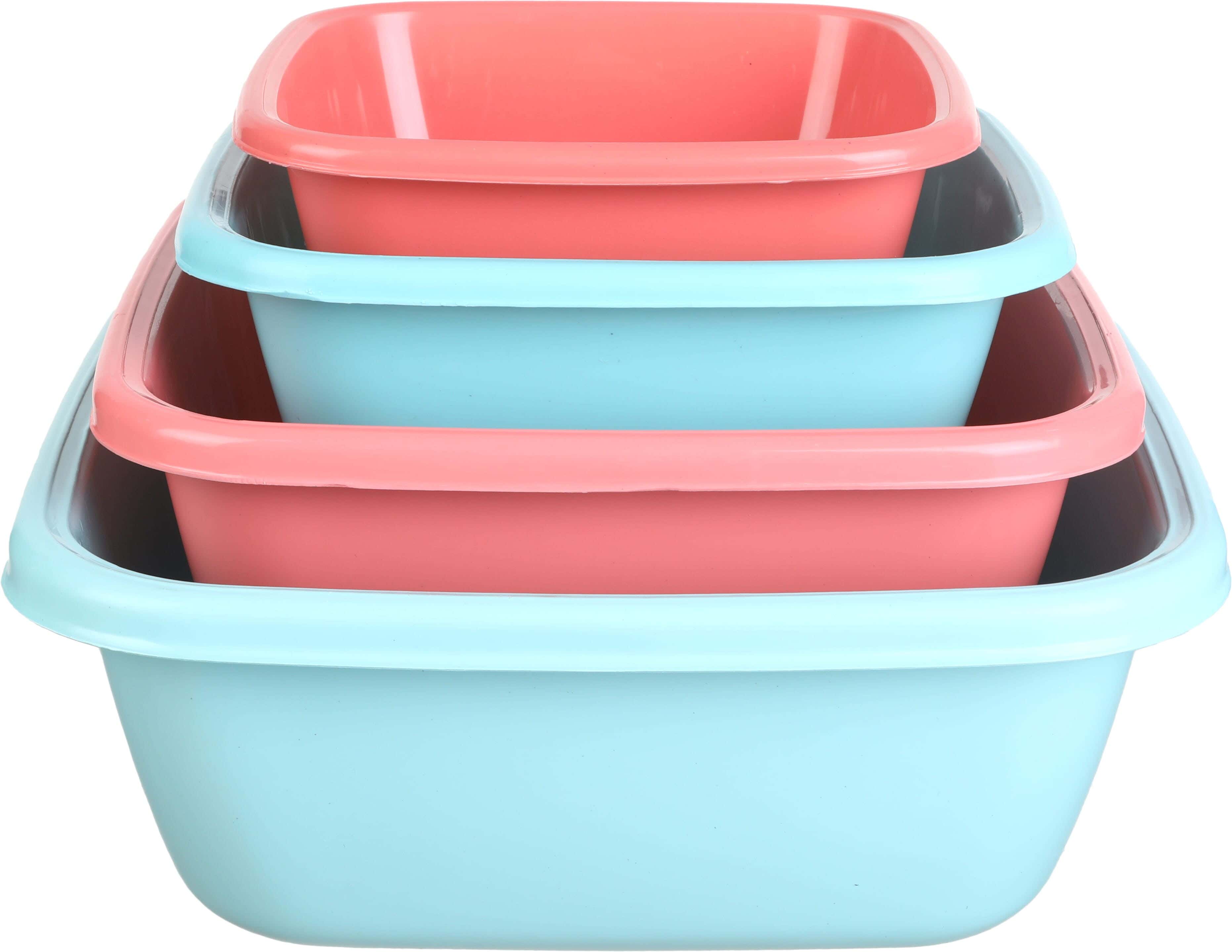El Hoda Plastic Washing Dish Set, 4 Pieces - Multicolor