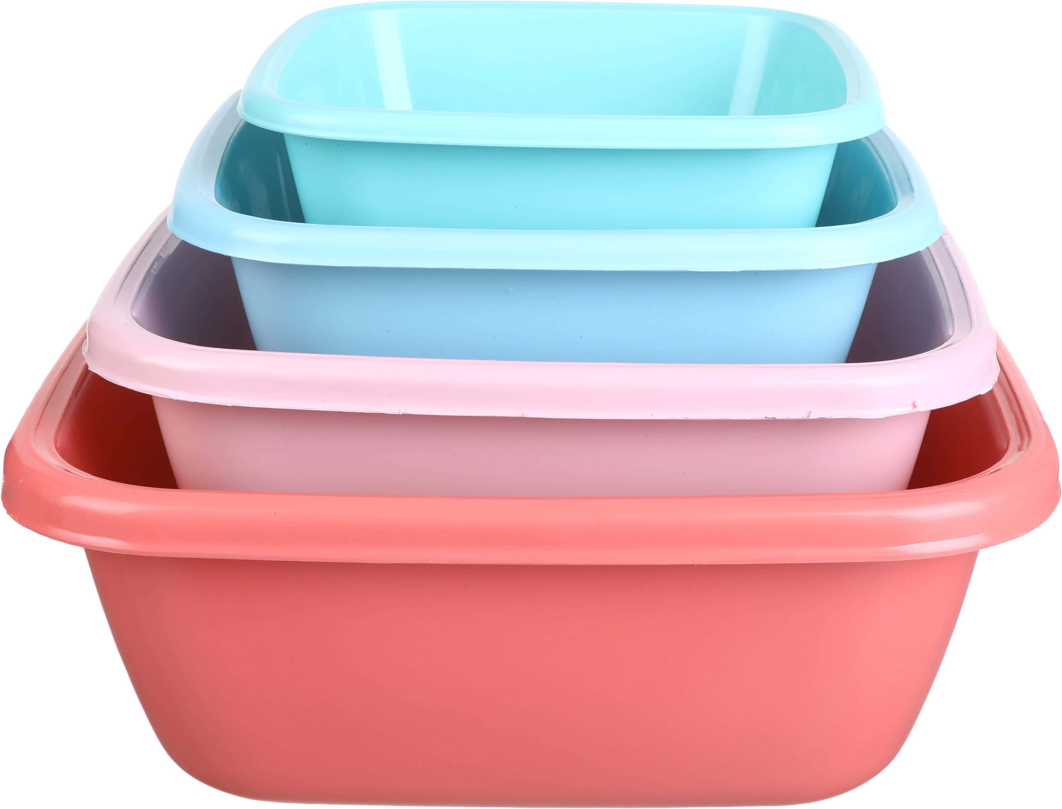 El Hoda Plastic Washing Dish Set, 4 Pieces - Multicolor