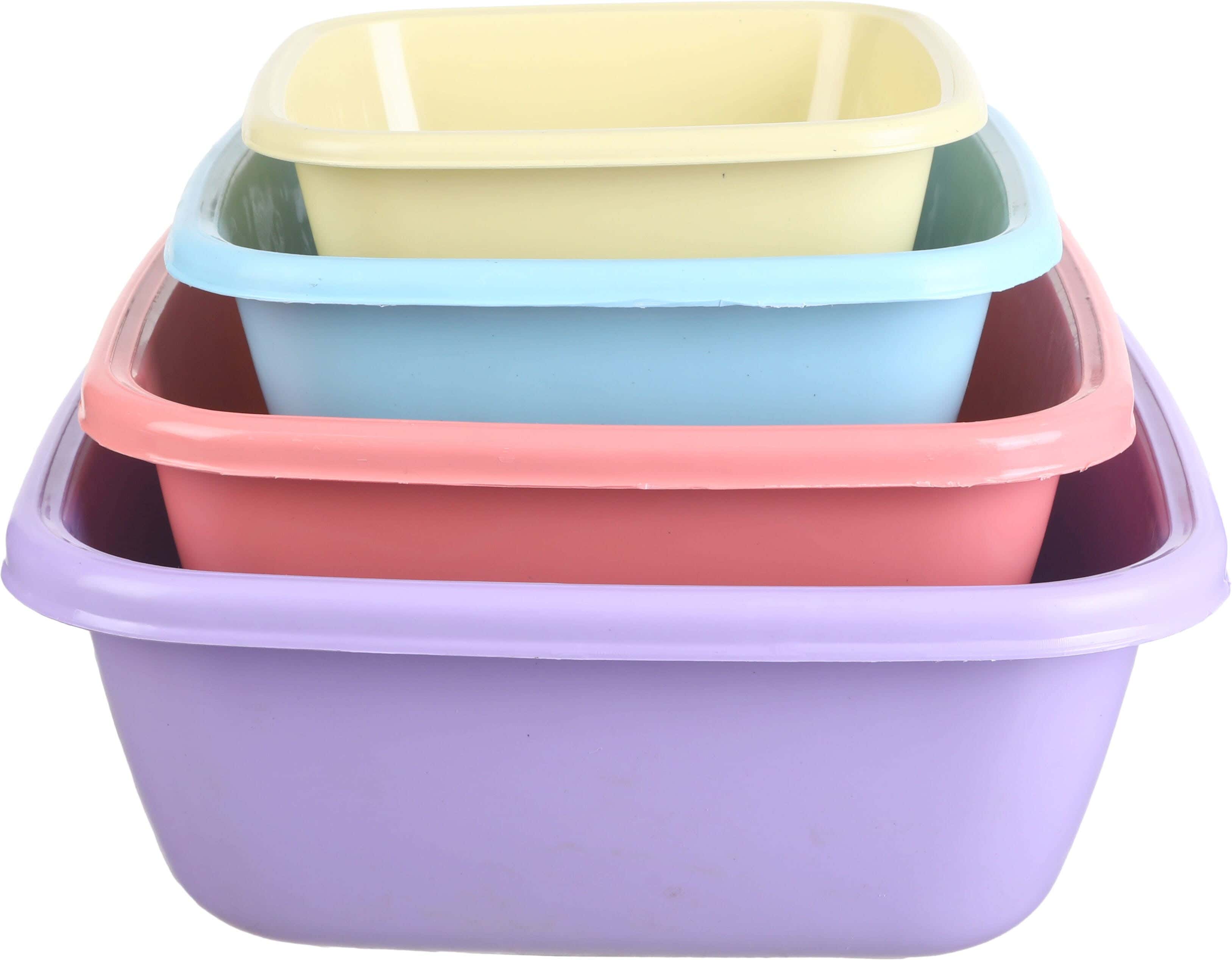 El Hoda Plastic Washing Dish Set, 4 Pieces - Multicolor