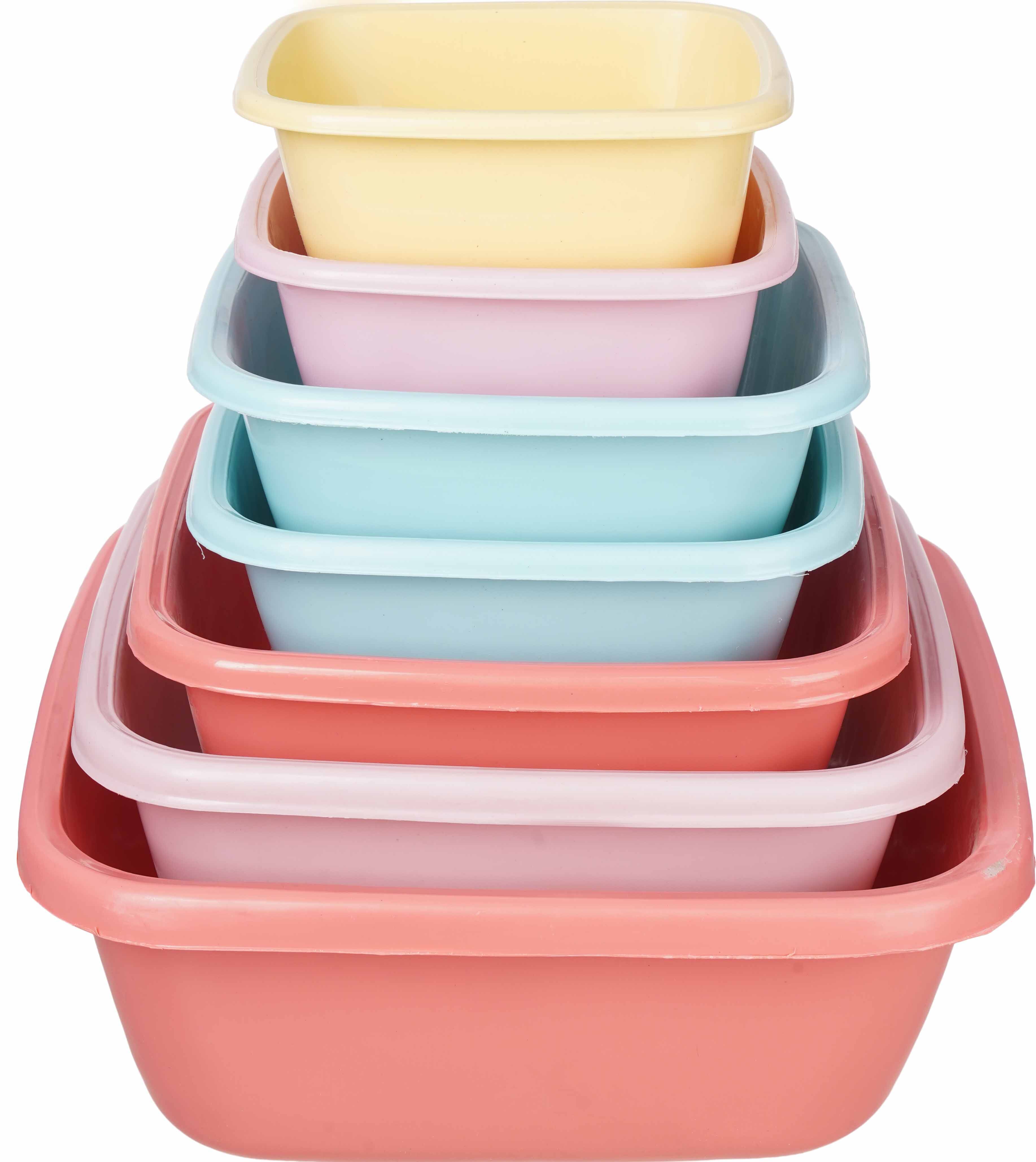 EL Hoda Plastic Washing Dish Set, 7 Pieces - Multicolor
